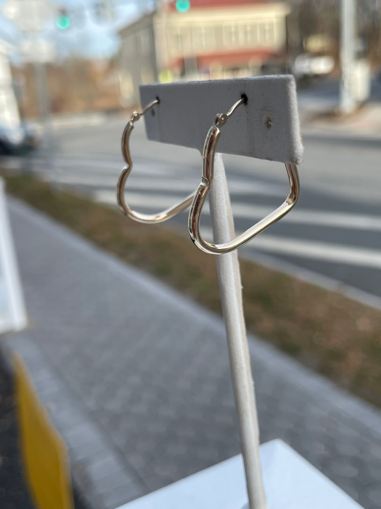 925 Sterling Silver Vermeil Heart Earrings 1” wide