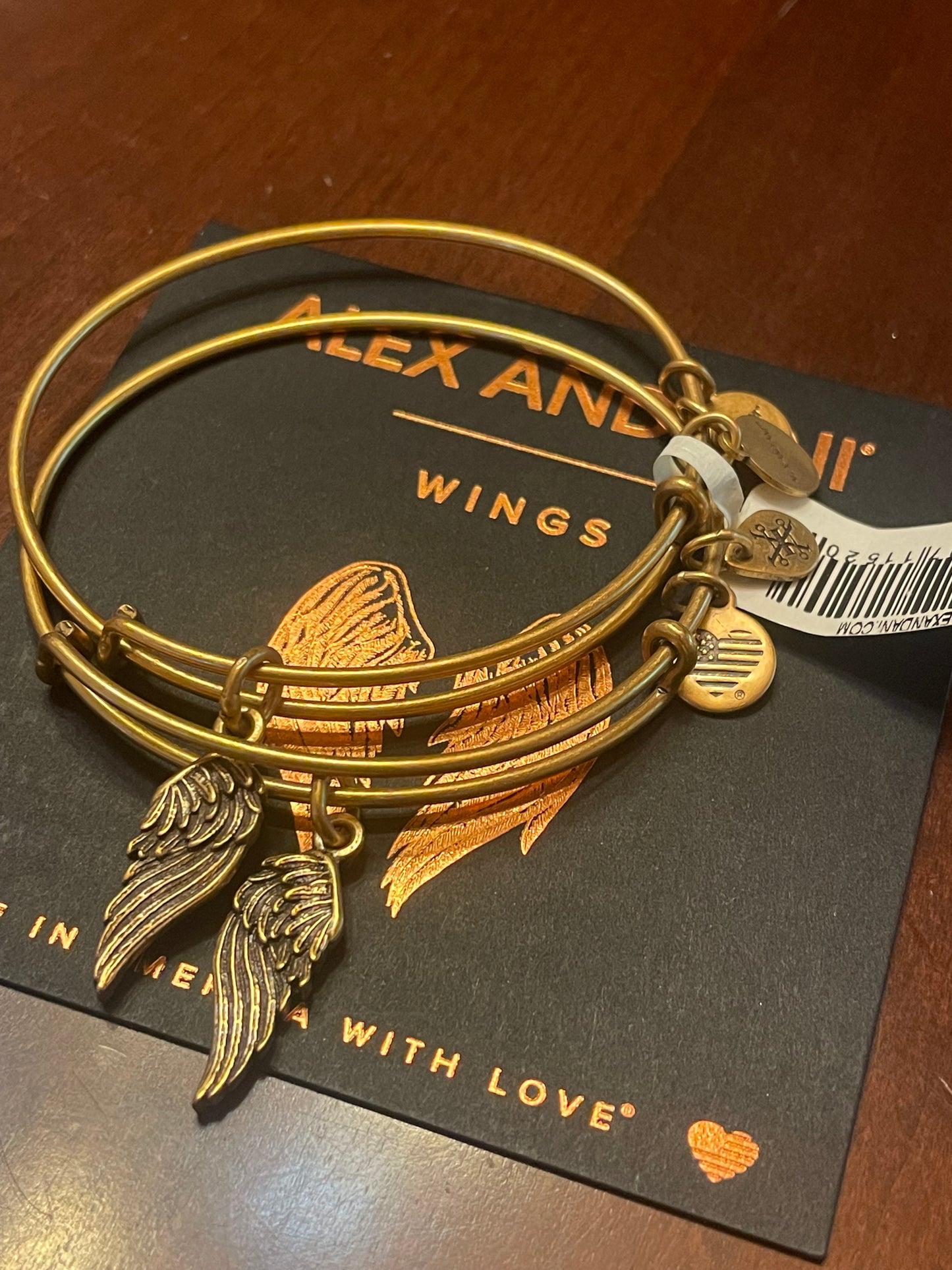 Alex and Ani Angel Gold Tone Angel Wings Bracelet Lot Set of 2