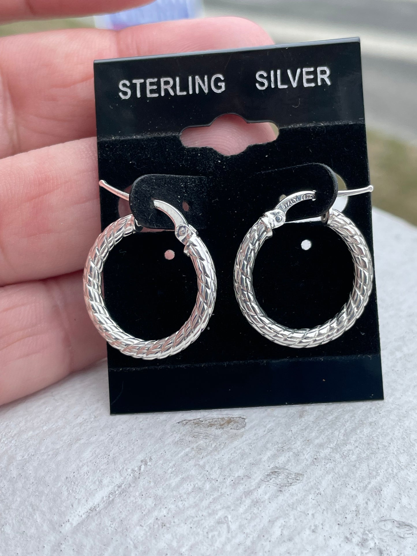 925 Sterling Silver Rope Design Hoop Earrings