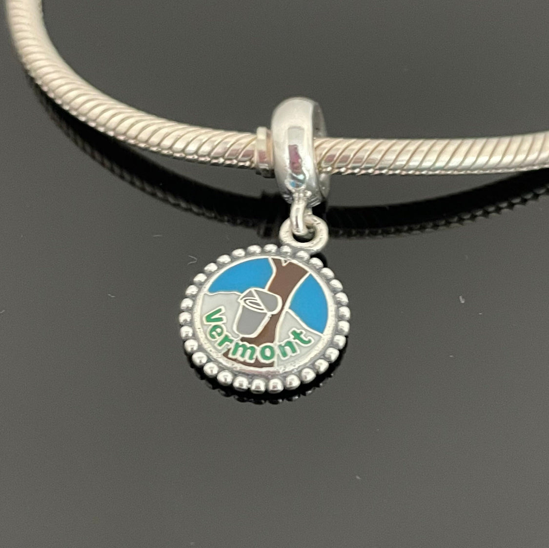 Pandora State of Vermont Exclusive Maple Tree Tapping Travel Dangle Charm