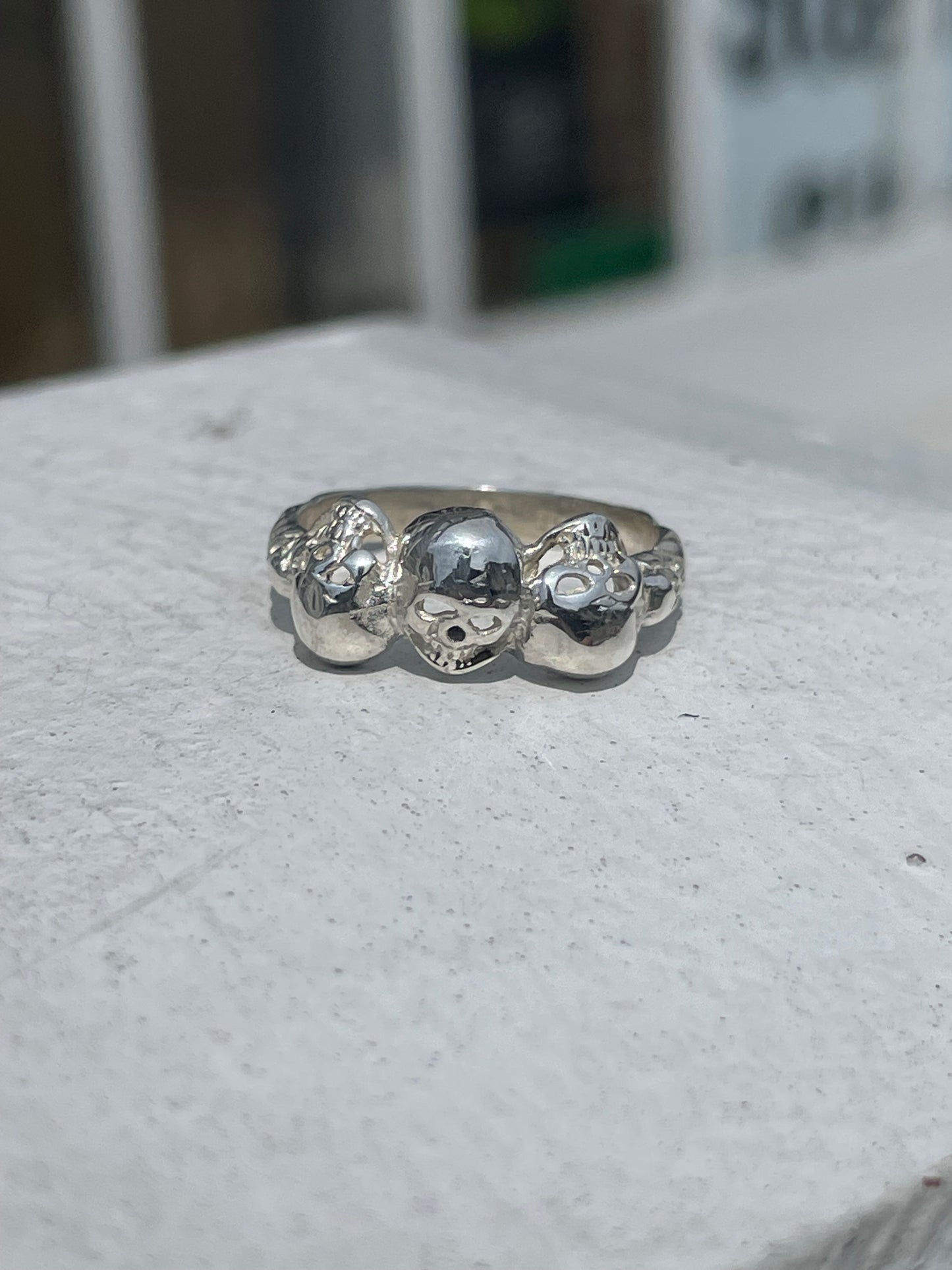 925 Sterling Silver Skull Band Ring Size 6