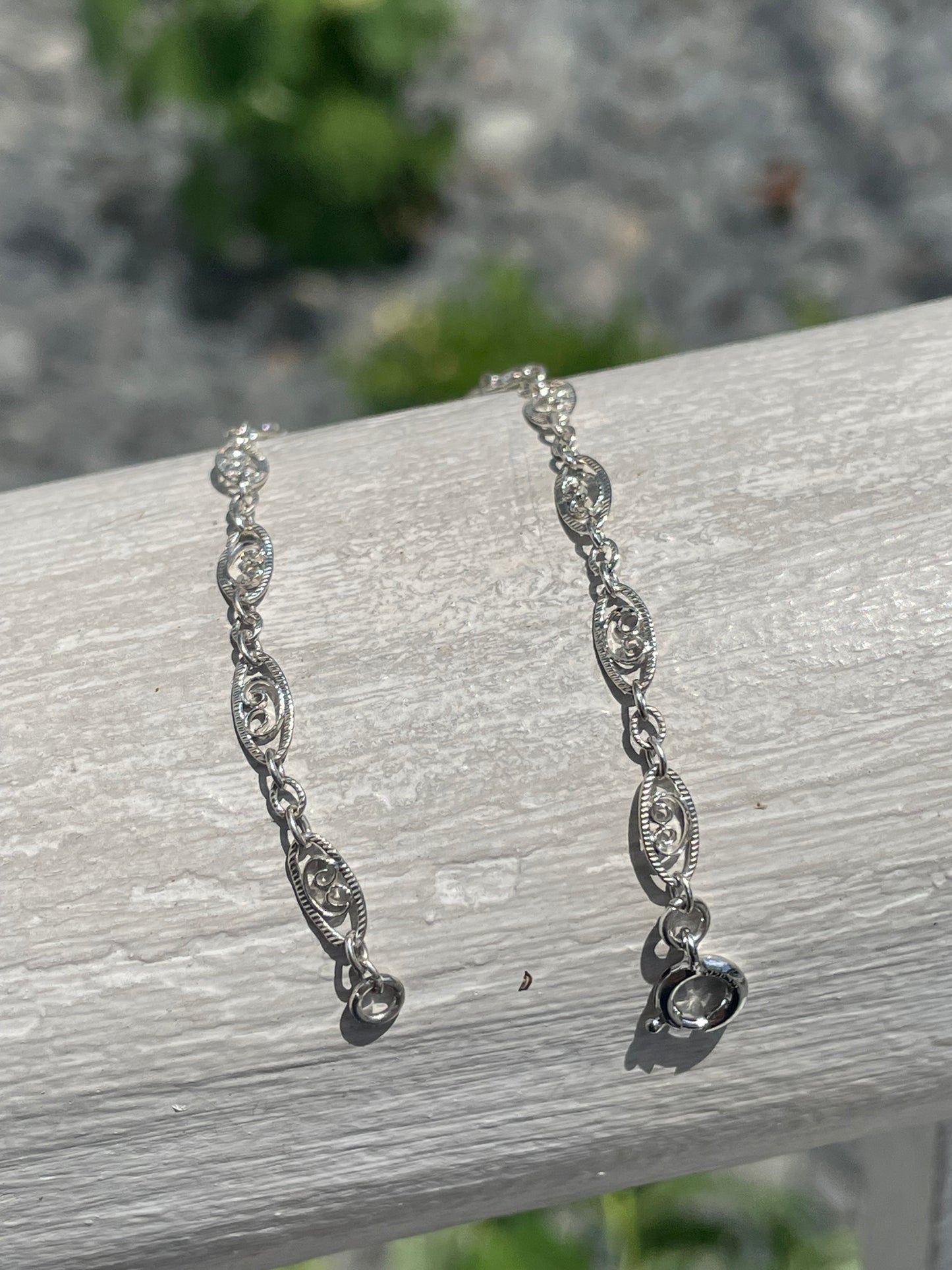 925 Sterling Silver Kids Filigree Link Baby Bracelet 6”