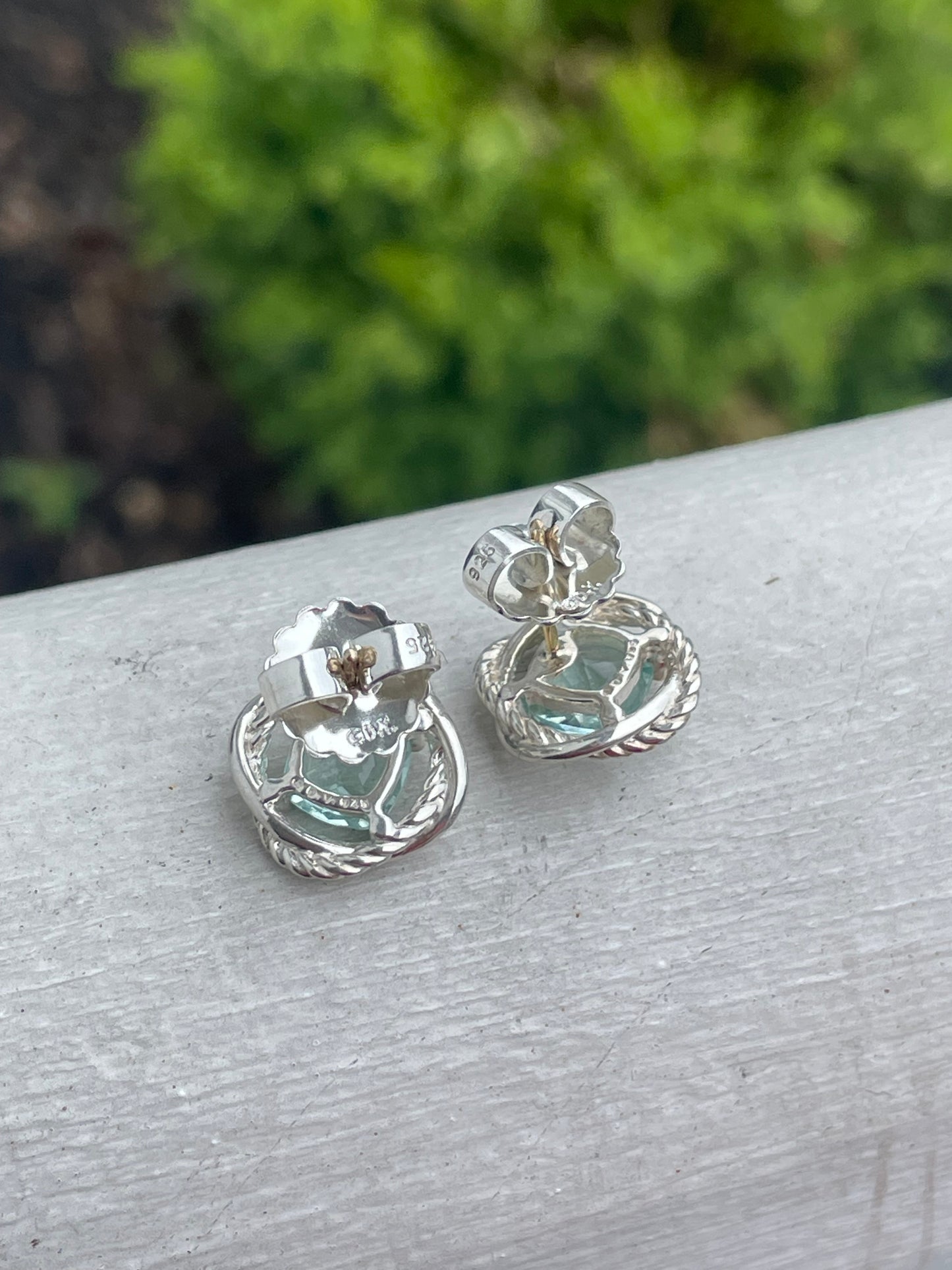 Designer David Yurman 925 Sterling Silver & 14k Gold Aquamarine Infinity Earrings