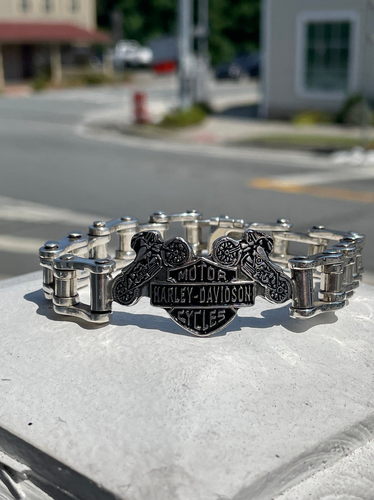 925 Sterling Silver Harley Davidson Motorcycle Biker Bracelet