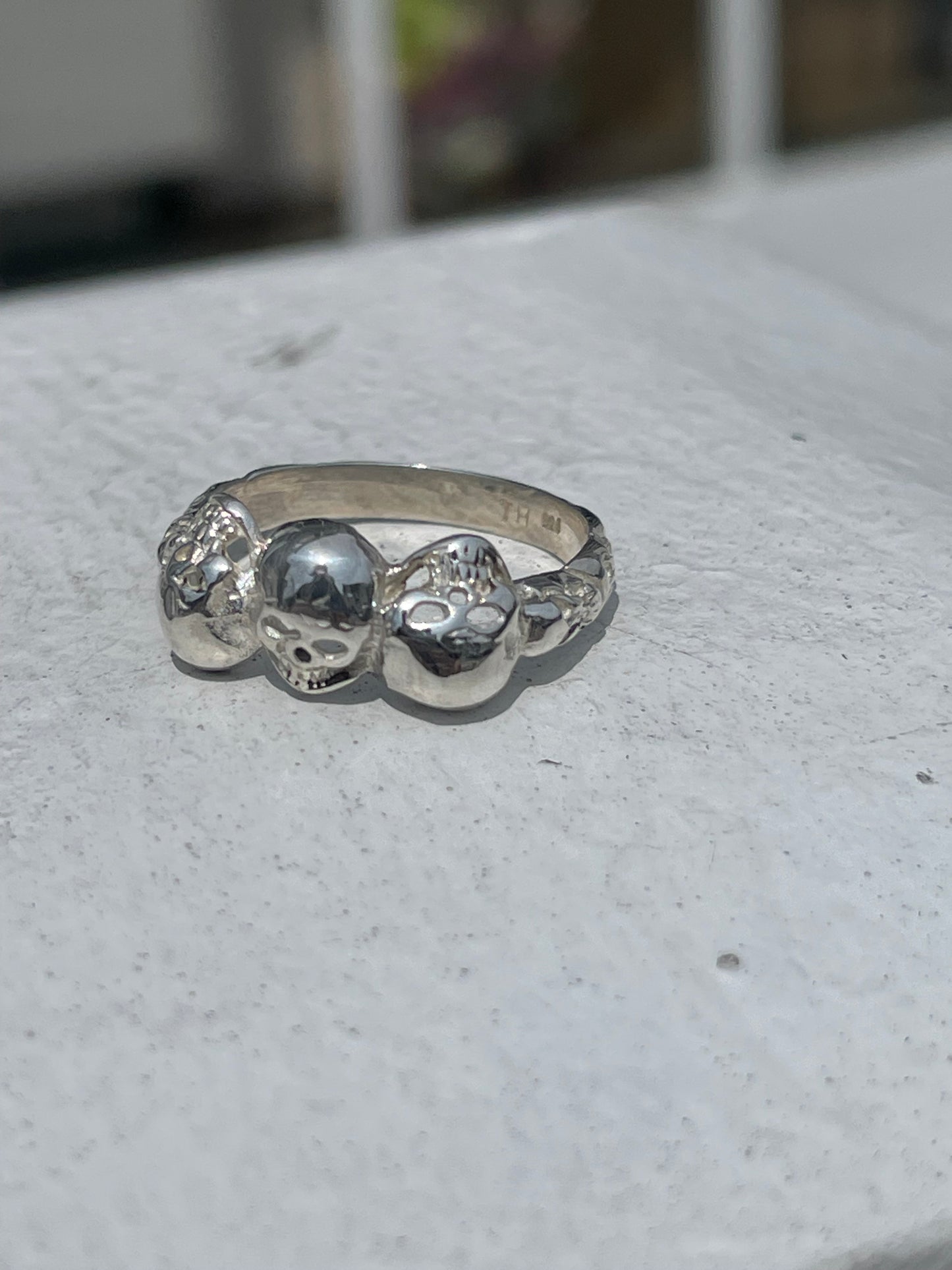 925 Sterling Silver Skull Band Ring Size 6