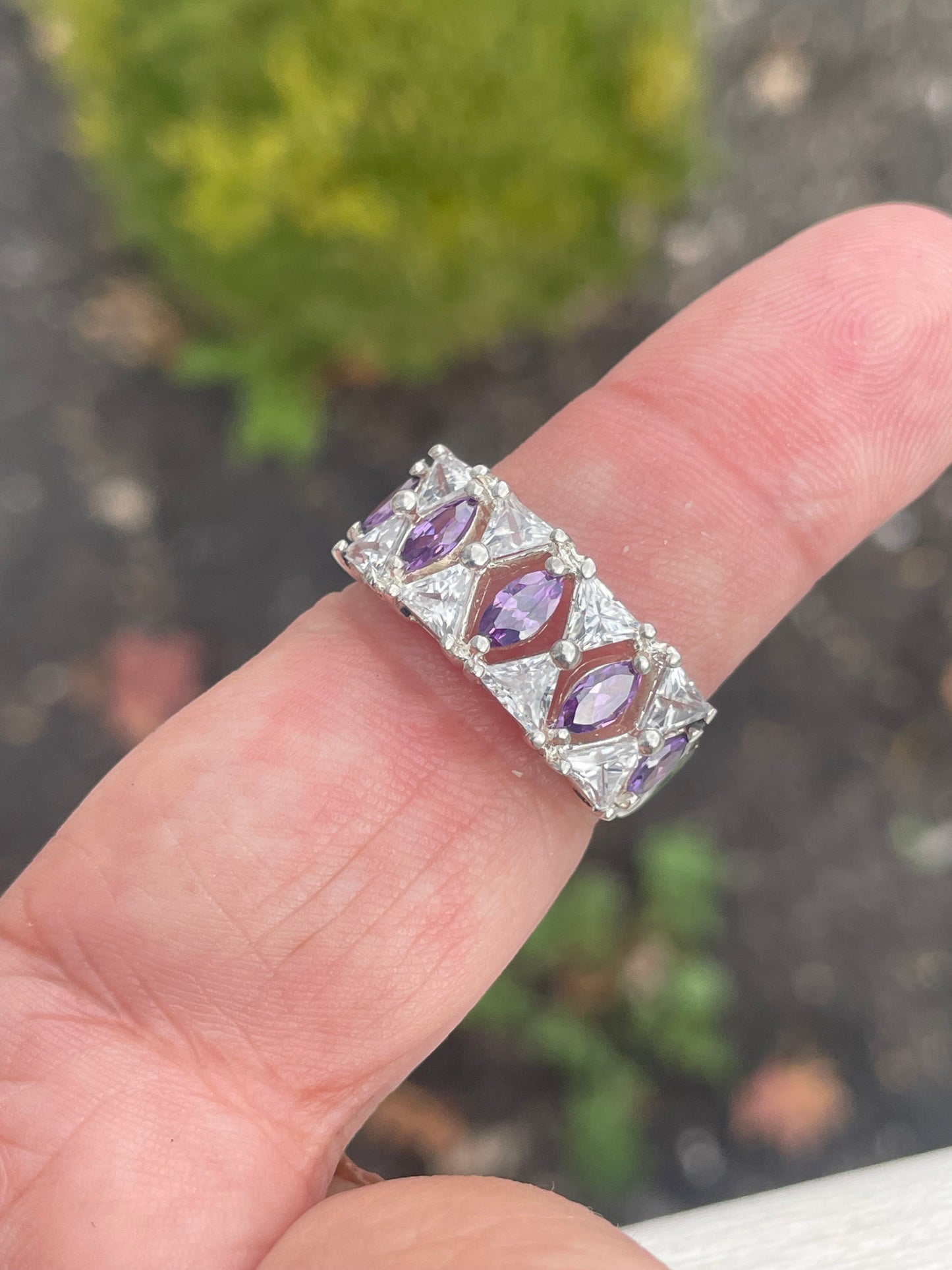 Designer DBJ Dee Berkeley Jewelry Amethyst & Cz Band Ring Size 9