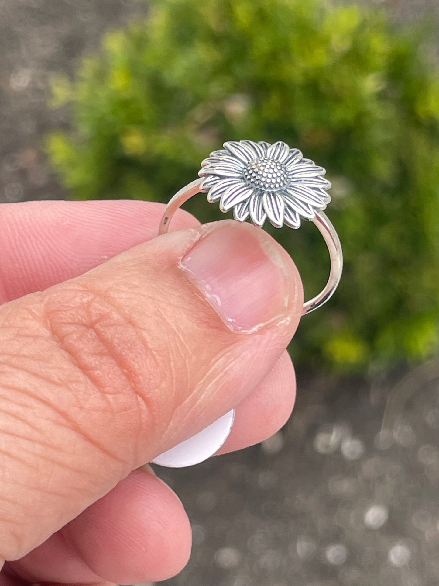 925 Sterling Silver Sunflower Ring Size 9