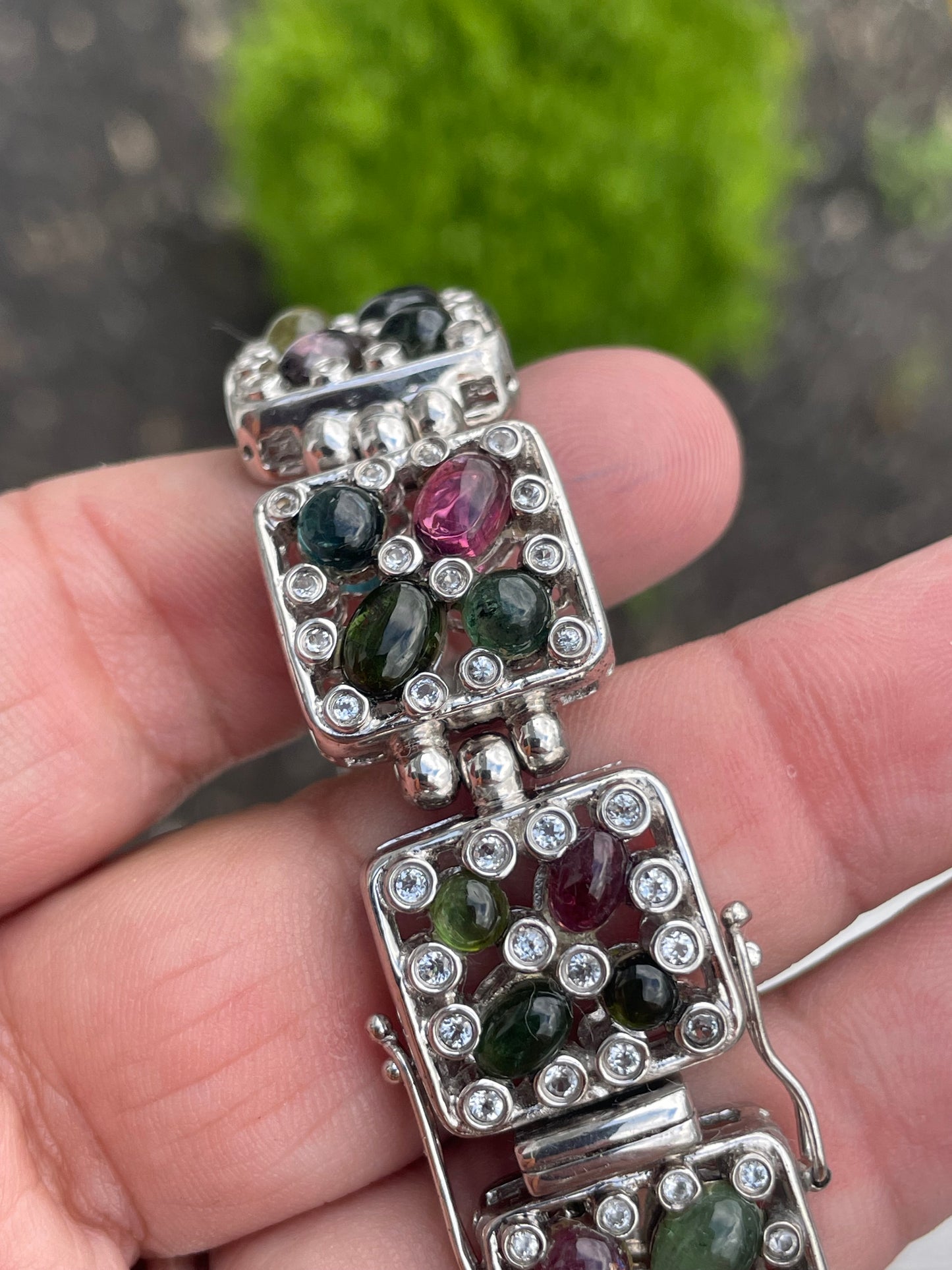 Rarities by Carol Brodie Designer Natural Multi Colored Tourmaline Bracelet 7.5”