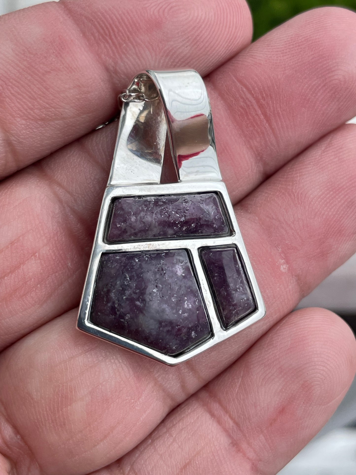 Designer DTR 925 Sterling Silver Modernist Abstract Amethyst Cluster Necklace 18”