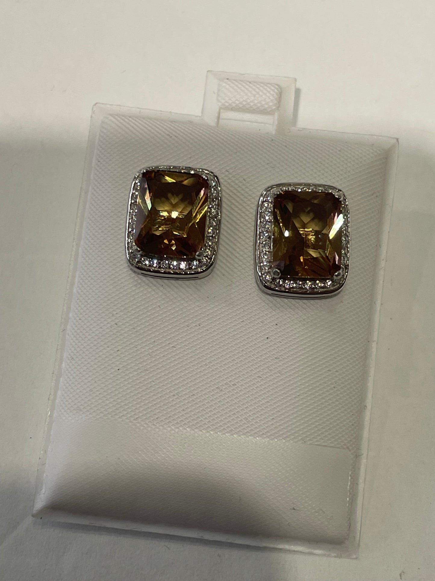 925 Sterling Silver Emerald Cut Zultanite & Zirconia Earrings