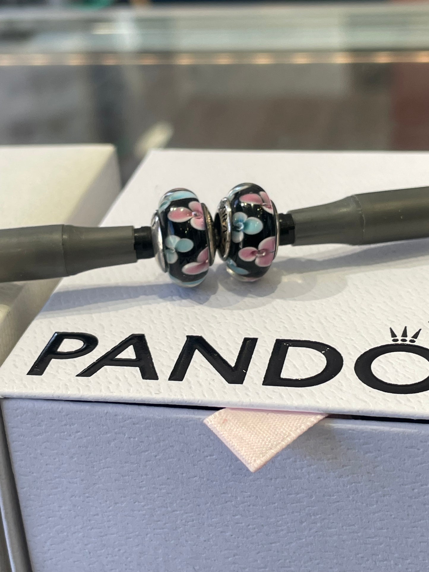 Pandora 2pc Lot Set Midnight Lovers Garden Muranos