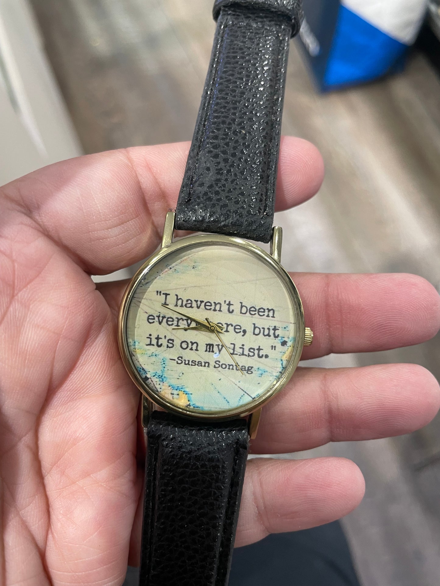 Susan Sontag Quote Black leather analog Watch