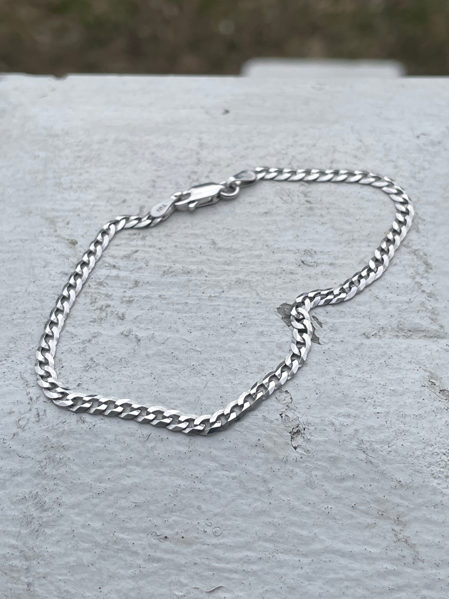 925 Sterling Silver Solid Cuban Link Stack Bracelet 7.25”