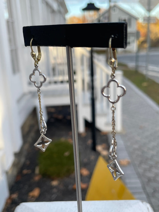 925 Sterling Silver Louis Vuitton Style Charm Dangle Earrings