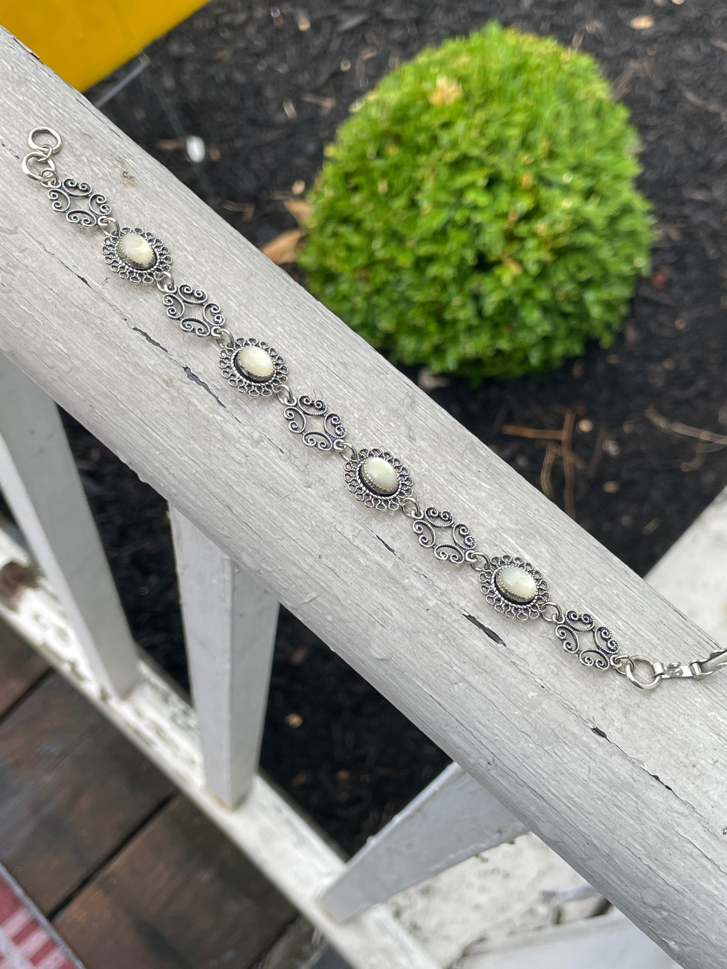 Designer Beau 925 Sterling Silver Moonstone Filigree Bracelet
