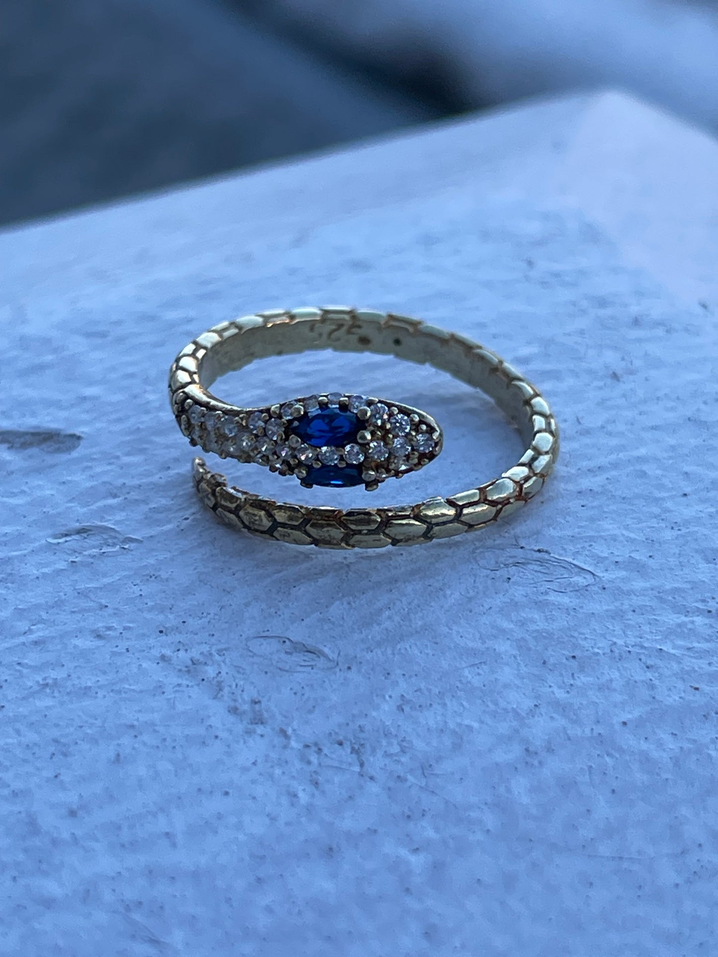 925 Sterling Silver Vermeil Wrap Around Serpent Snake Ring Open Size