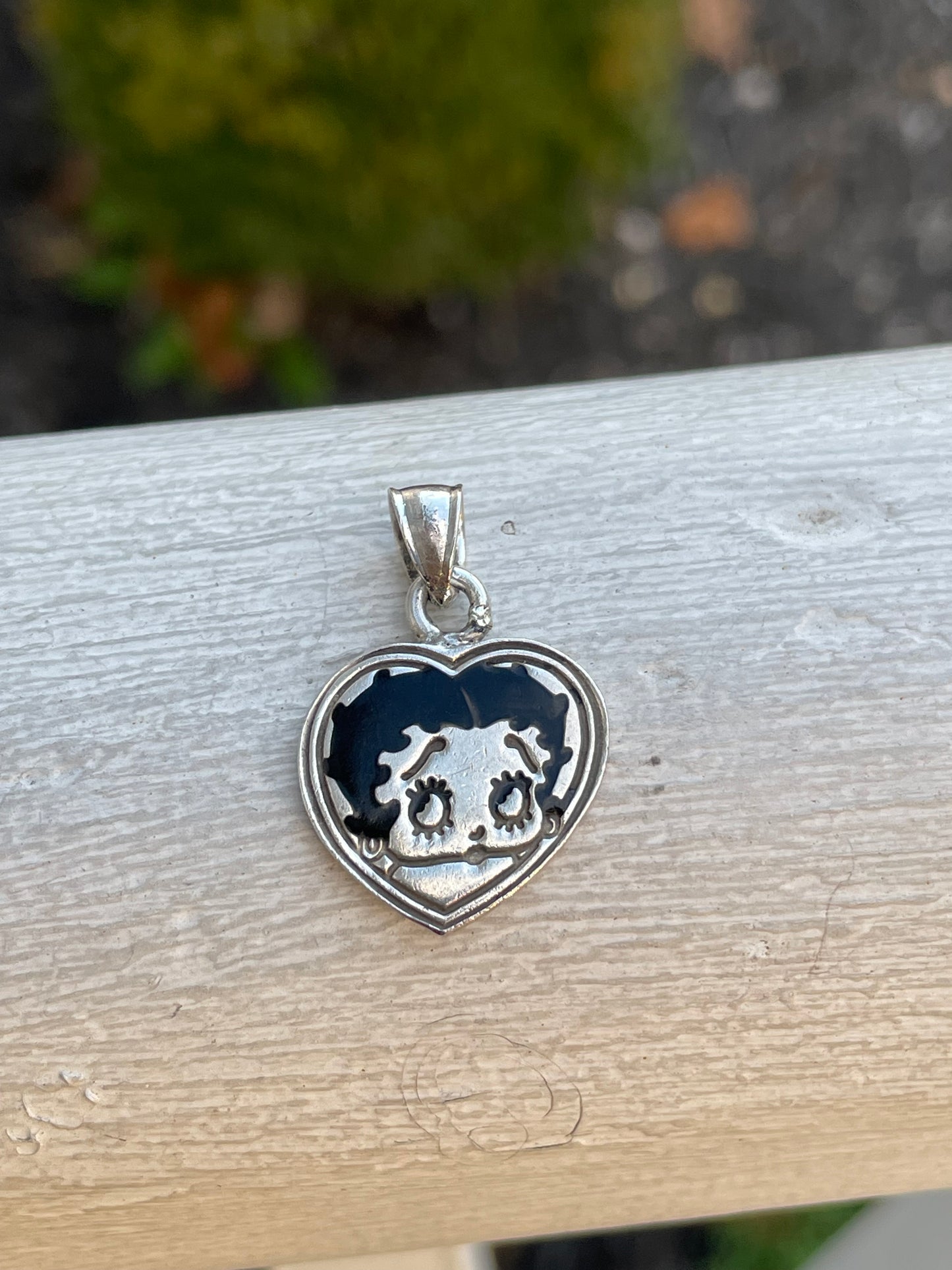 Betty Boop 925 Sterling Silver Heart Shape Pendant Charm