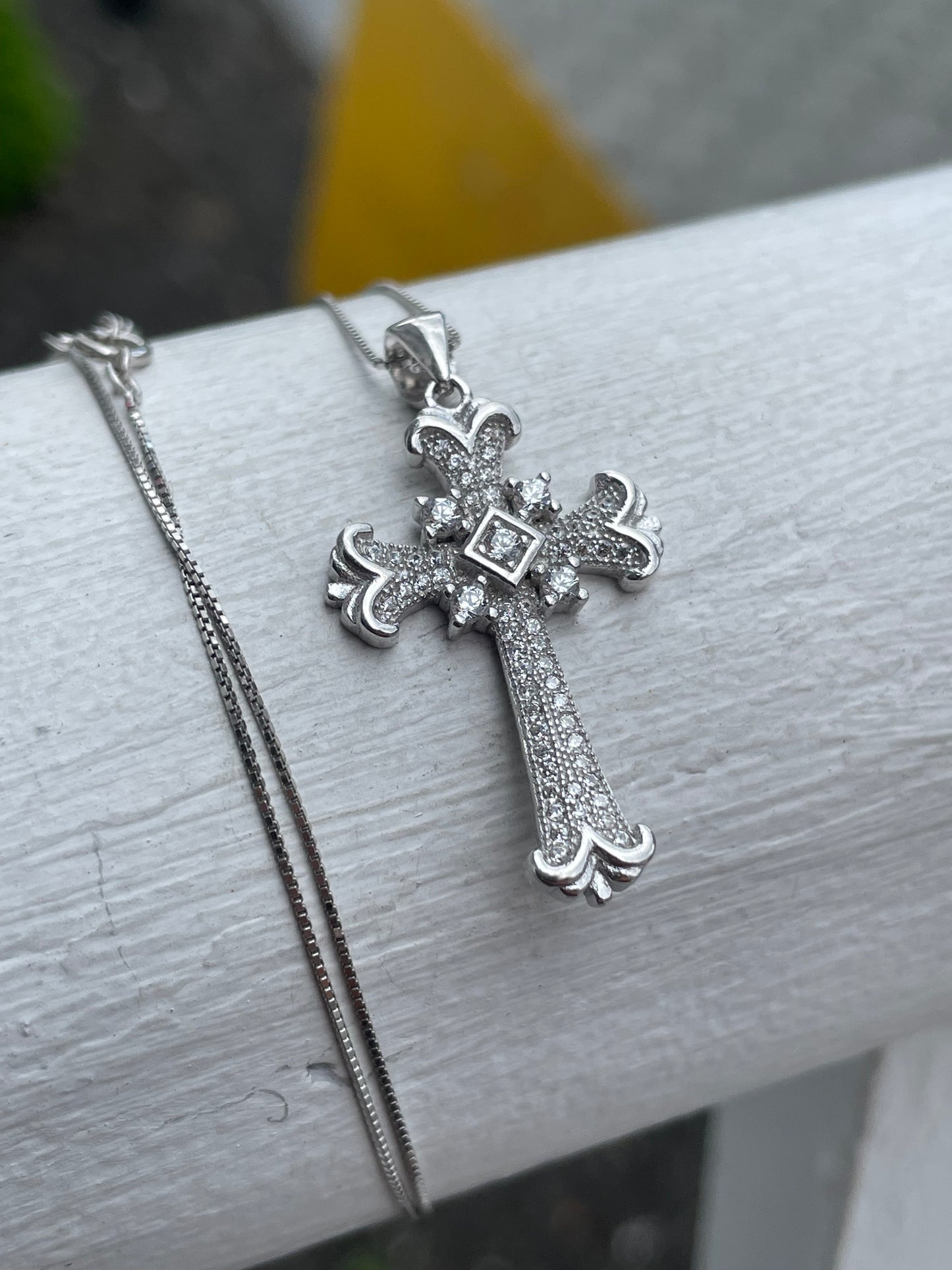 925 Sterling Silver Cross Cz cross Necklace 16”-18”