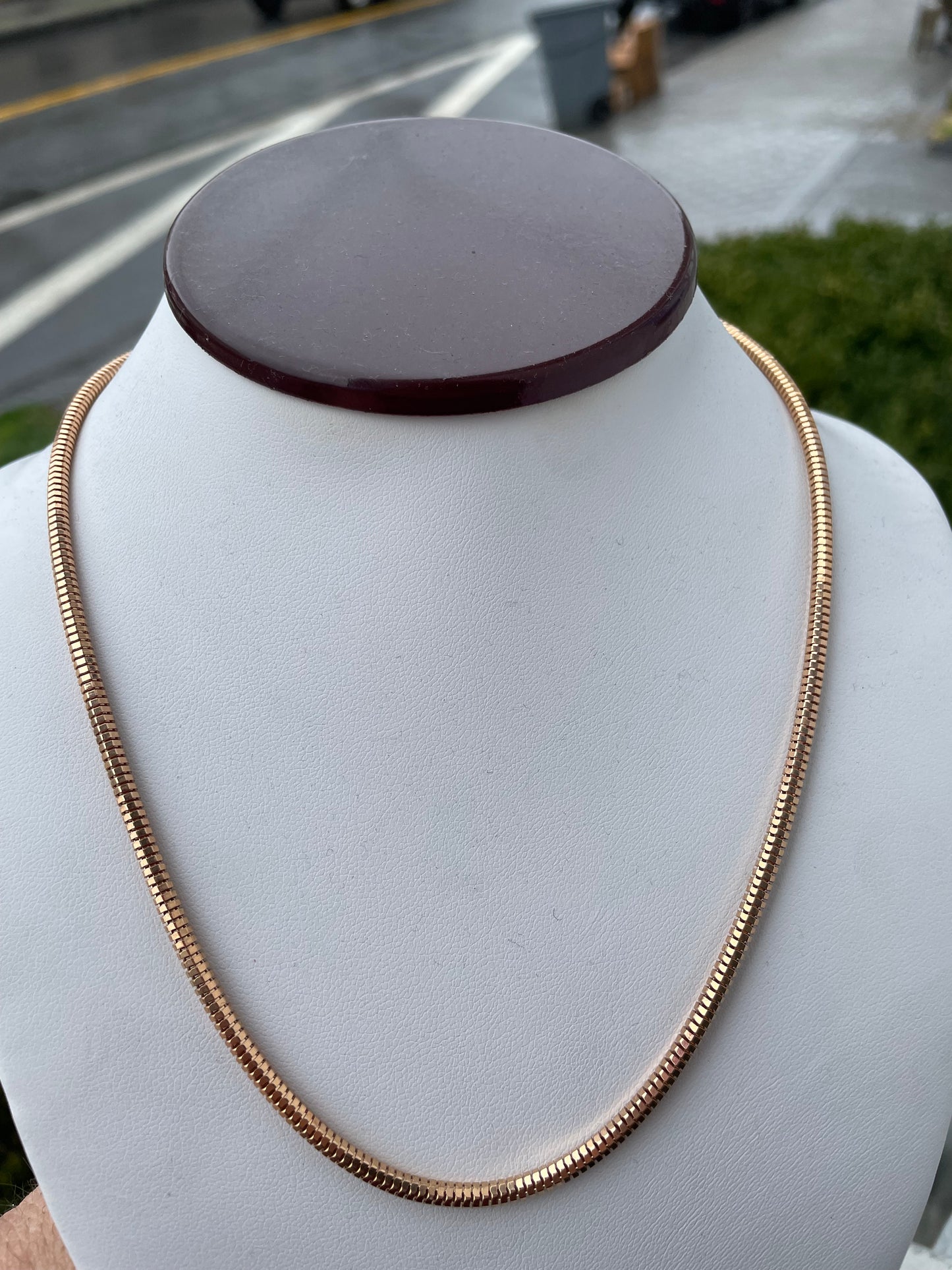 925 Sterling Silver Rose Vermeil Snake Chain 18”