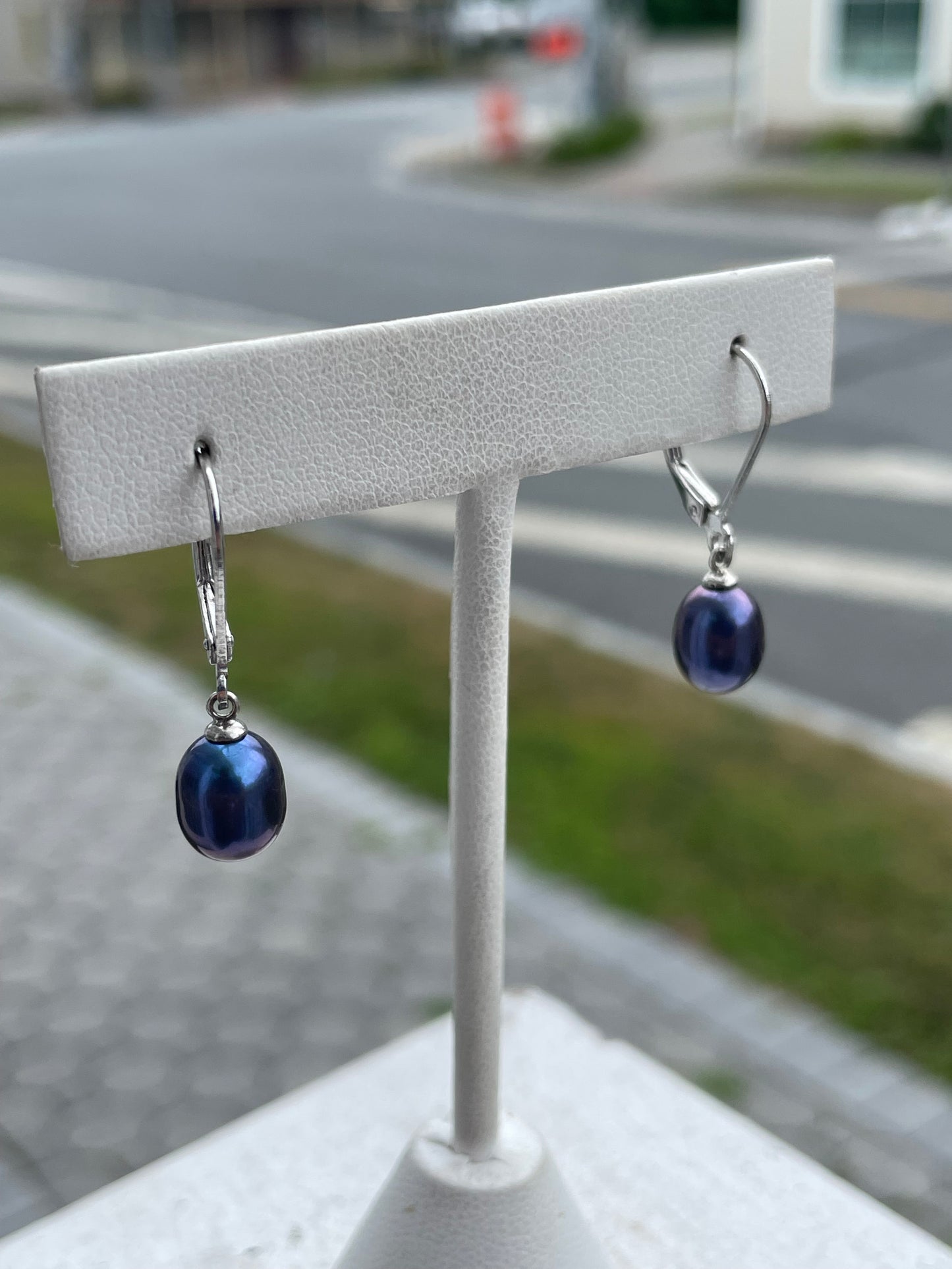 925 Sterling Silver Peacock Pearl Dangle Earrings