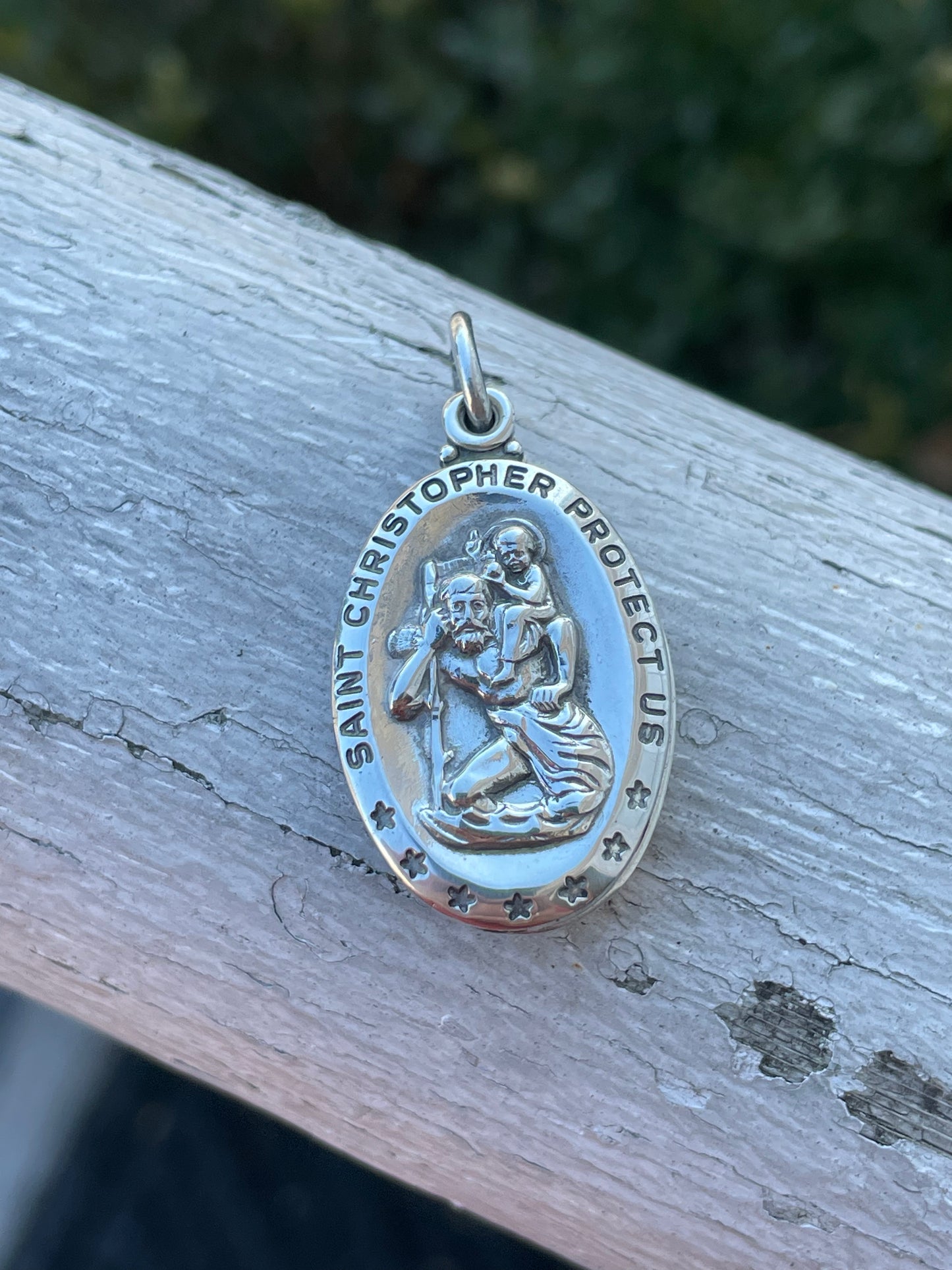 925 Sterling Silver Mother Mary & St. Christopher Reversible Charm Pendant