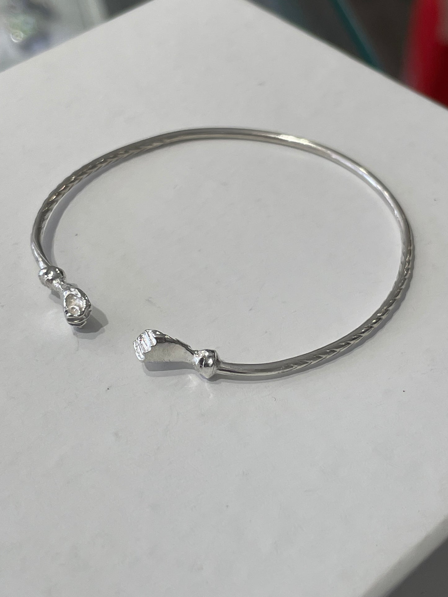 925 Sterling Silver Infant Size Hand Of God Bangle Bracelet 5.5”-6.25”