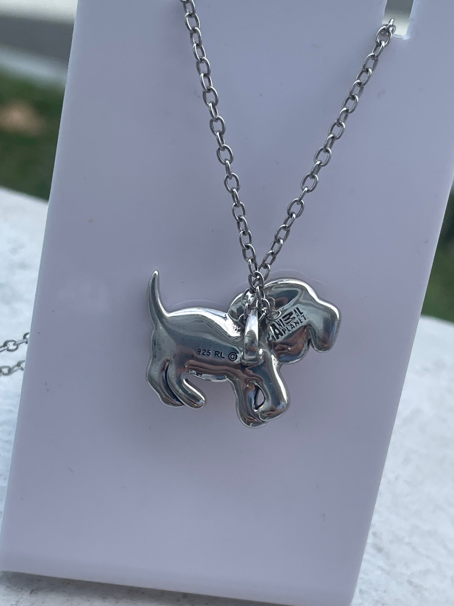 Designer Animal Planet 925 Sterling Silver Sparkling Crystal Beagle Dog Necklace 18”