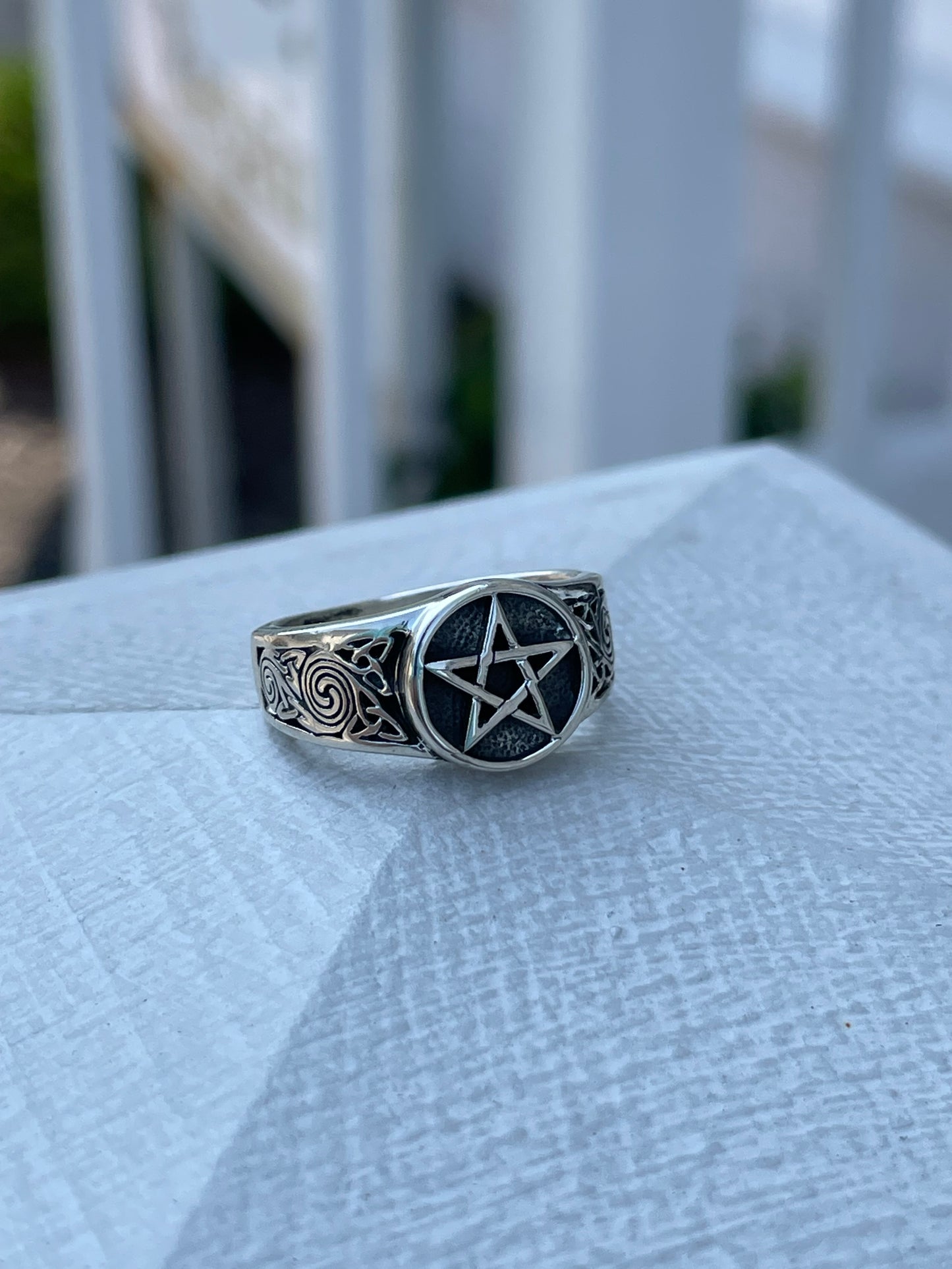 925 Sterling Silver Wiccan Star Ring Size 8