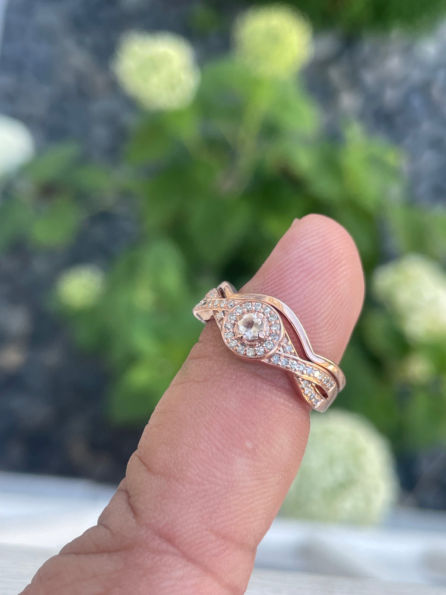 10k Rose Gold Infinity Diamond Bridal Ring Set Lot of 2