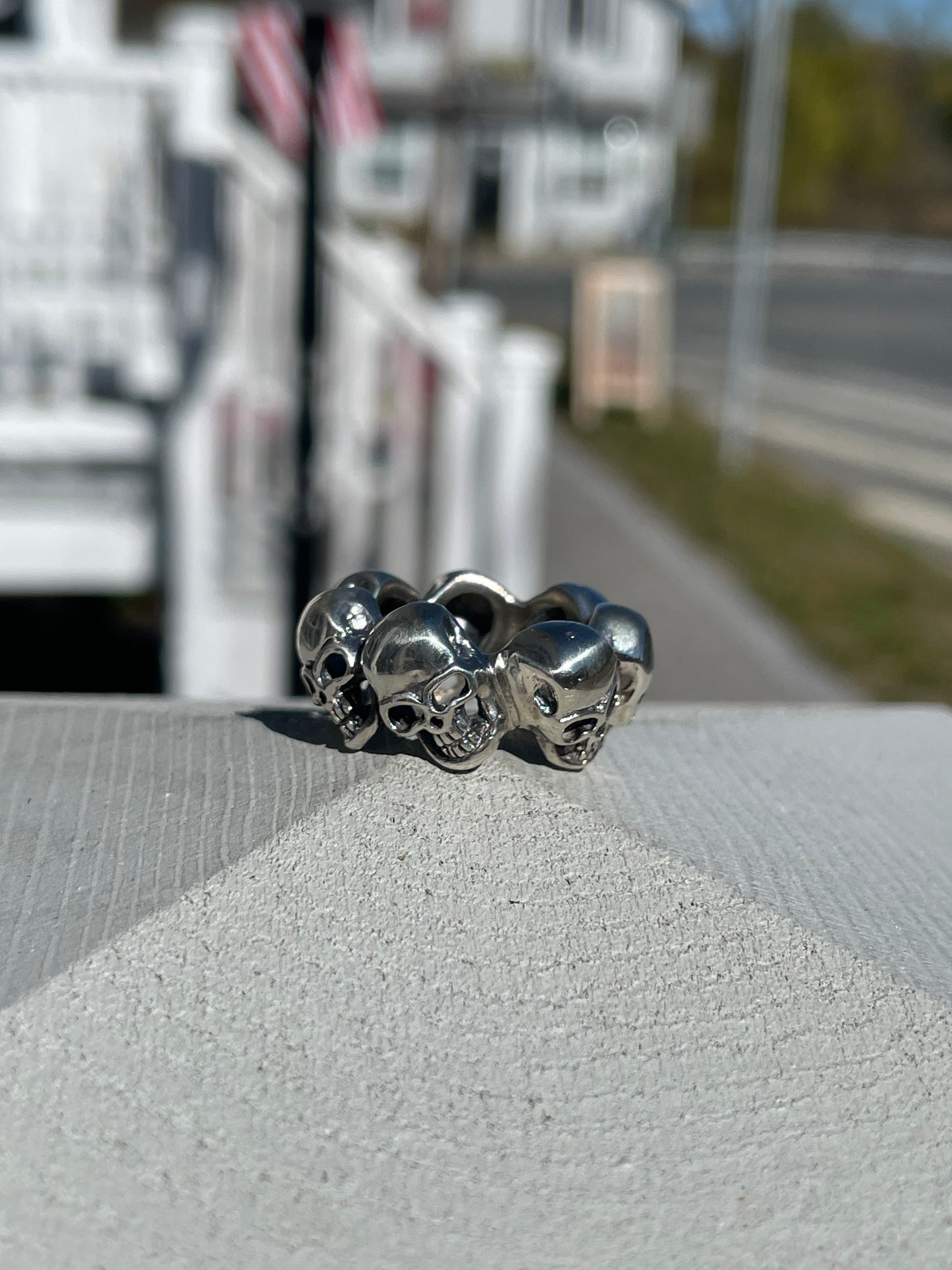 925 Sterling Silver Heavy Skull Band Ring Sz 6