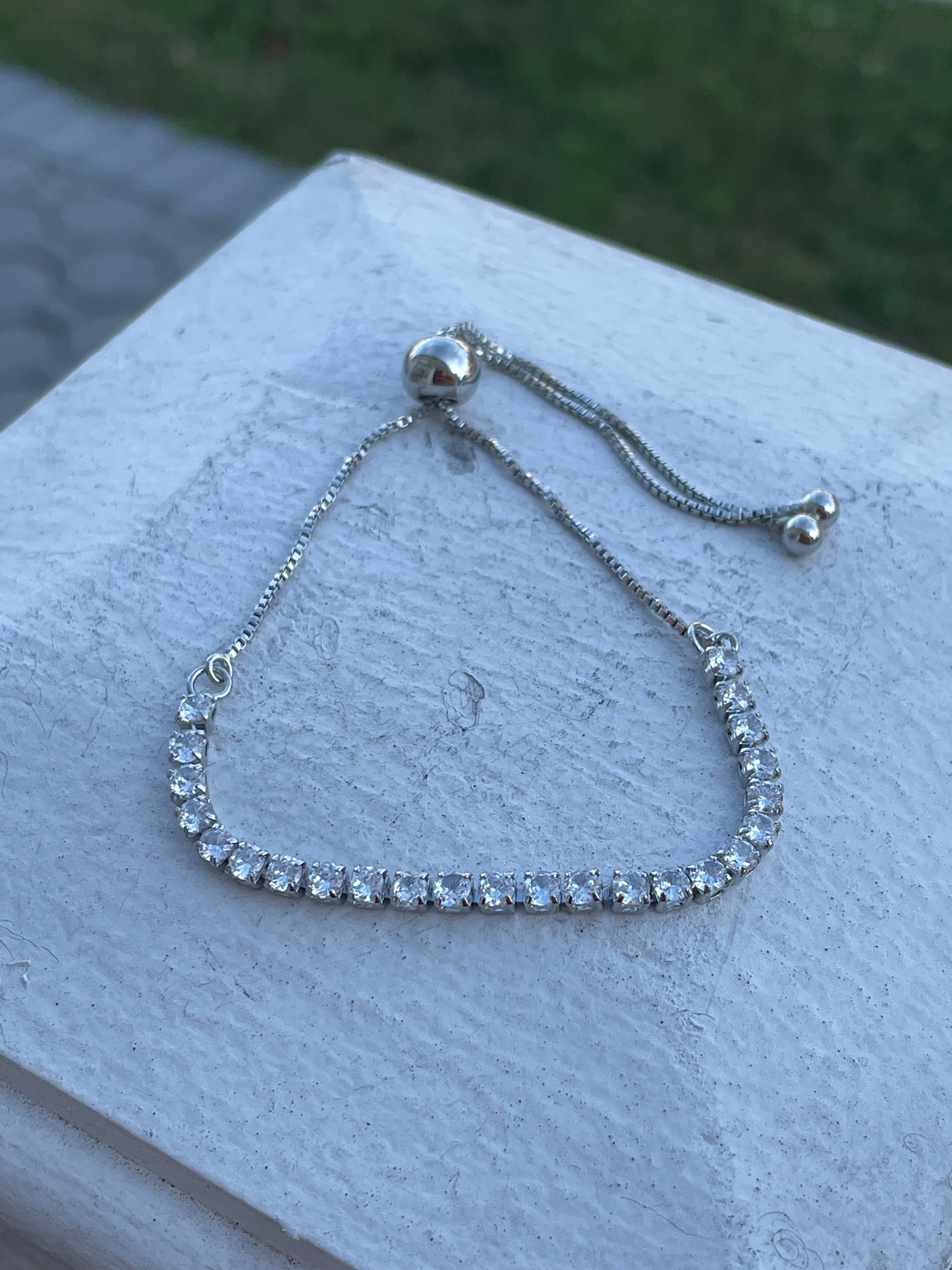 925 Sterling Silver One Size Fits all Cz tennis bracelet
