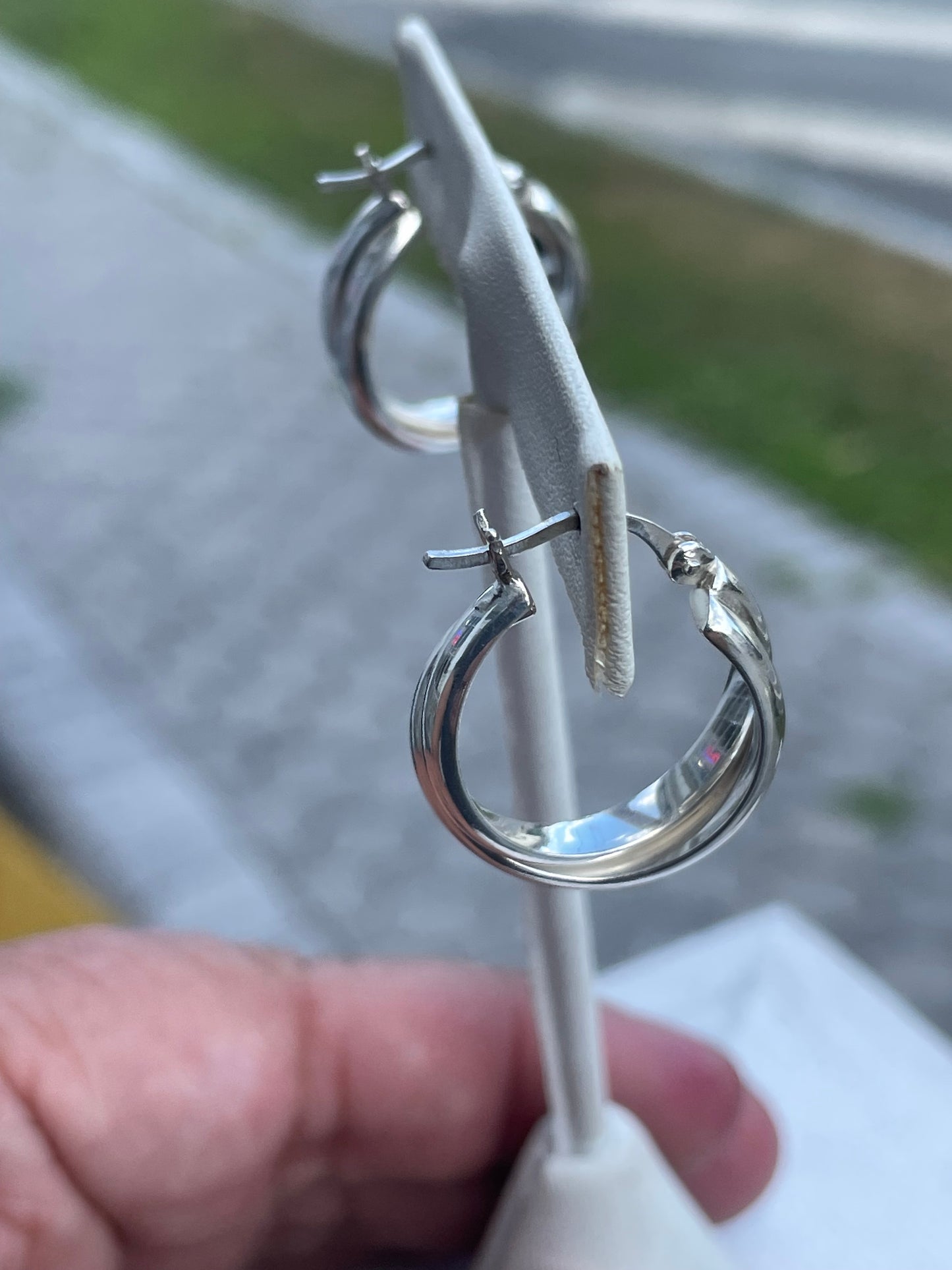 925 Sterling Silver Double Band 20mm Hoop Earrings