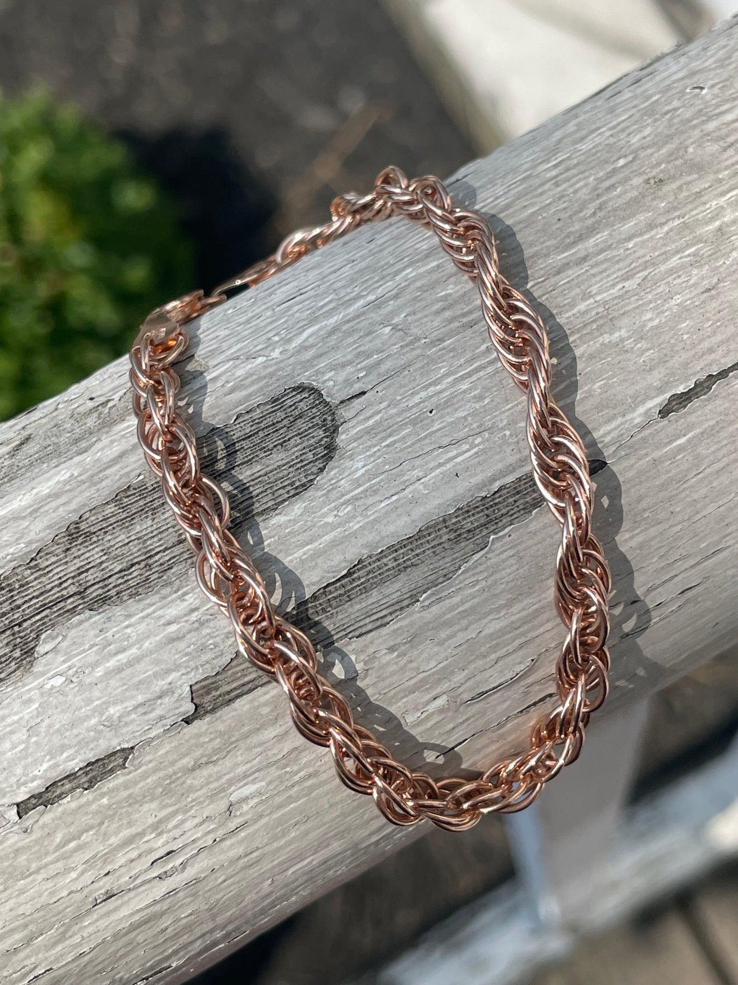 925 Sterling Silver Rose Gold Vermeil Lightweight Rope Bracelet