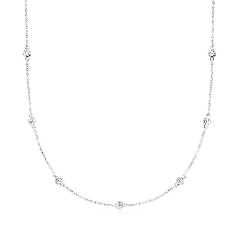925 Sterling Silver Cz by the Yard 16” Necklace (K3)