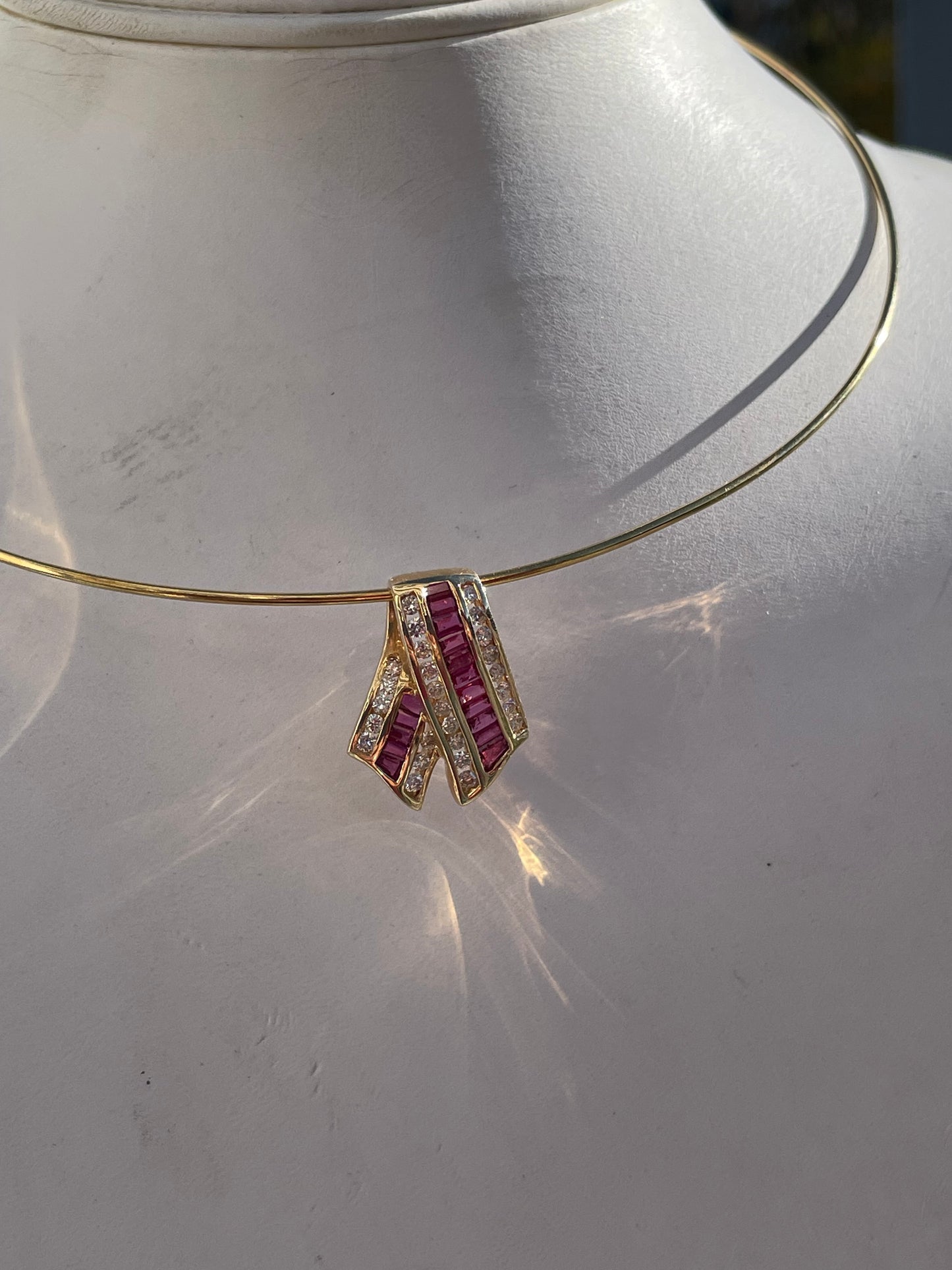 Designer Cardow 14k Gold Ruby & Diamond Slide Necklace