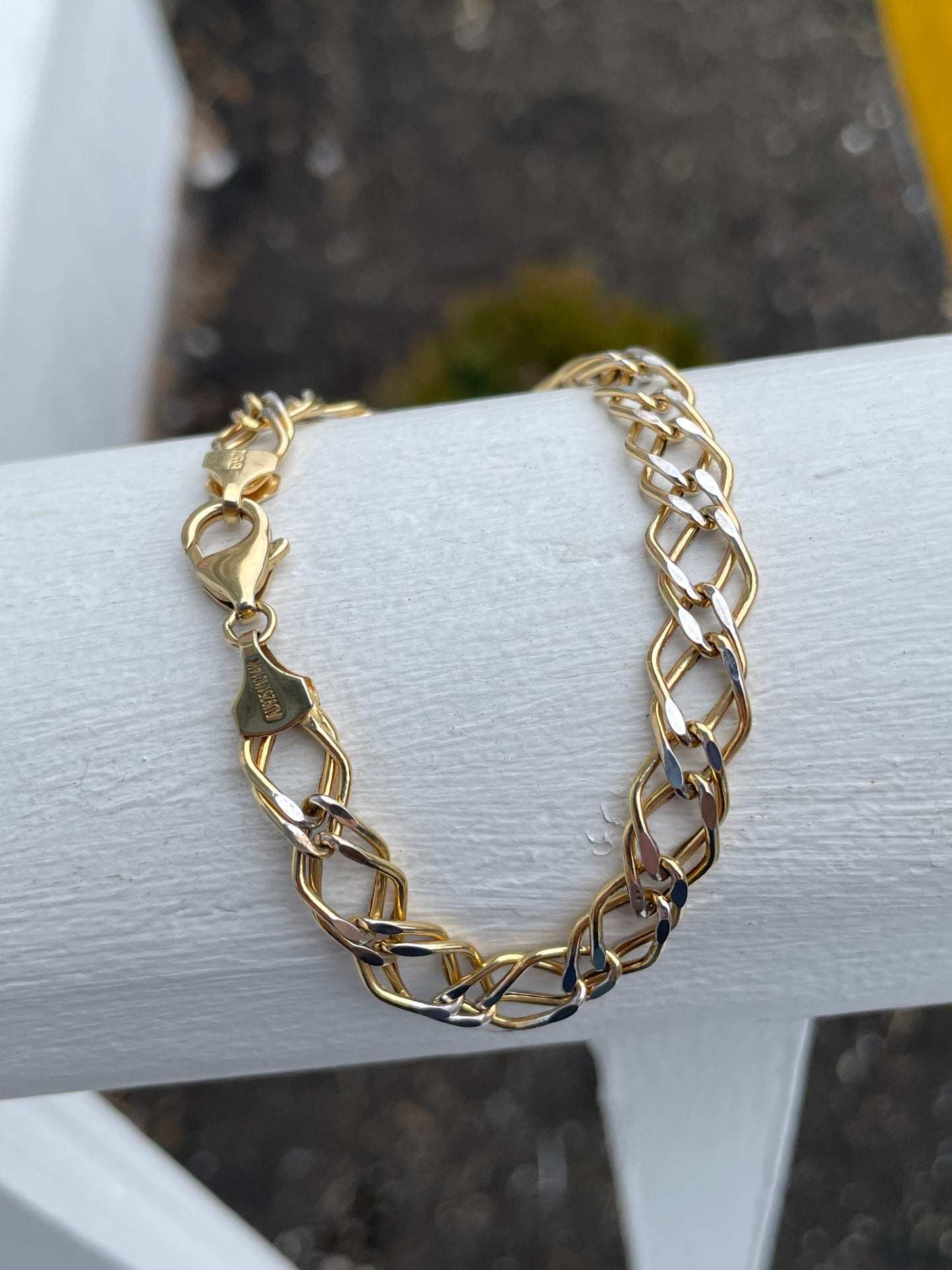 925 Sterling Silver Vermeil 2tone Infinity Link Bracelet 7.5”