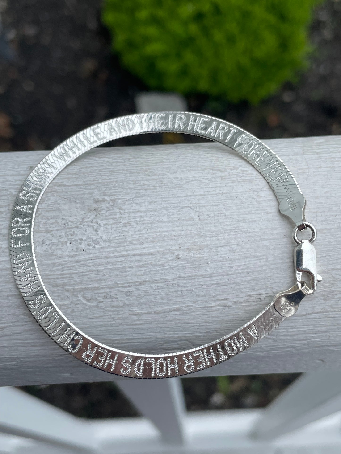 925 Sterling Silver Sweet Message Herringbone Bracelet