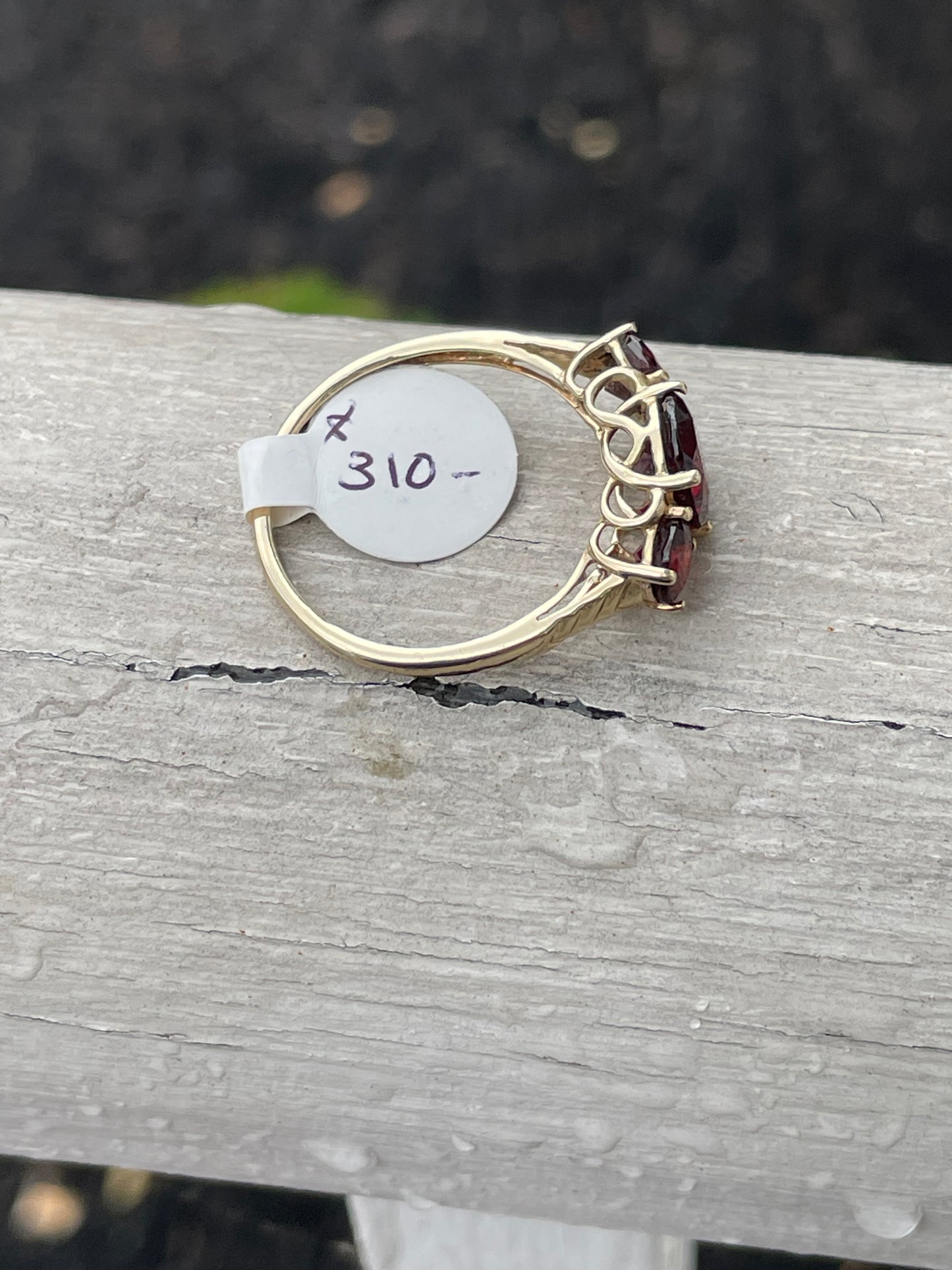 14k Gold Past Present Future 2.00ct Garnet Ring