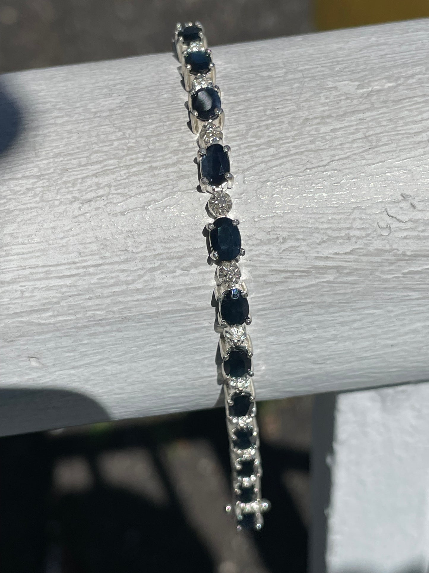 925 Sterling Silver Natural Sapphire Tennis Bracelet