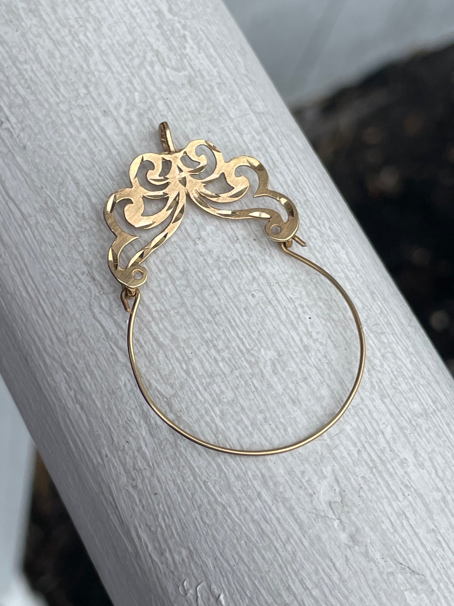 Vintage 14k Gold 1980s Butterfly Wing Charm Holder Pendant