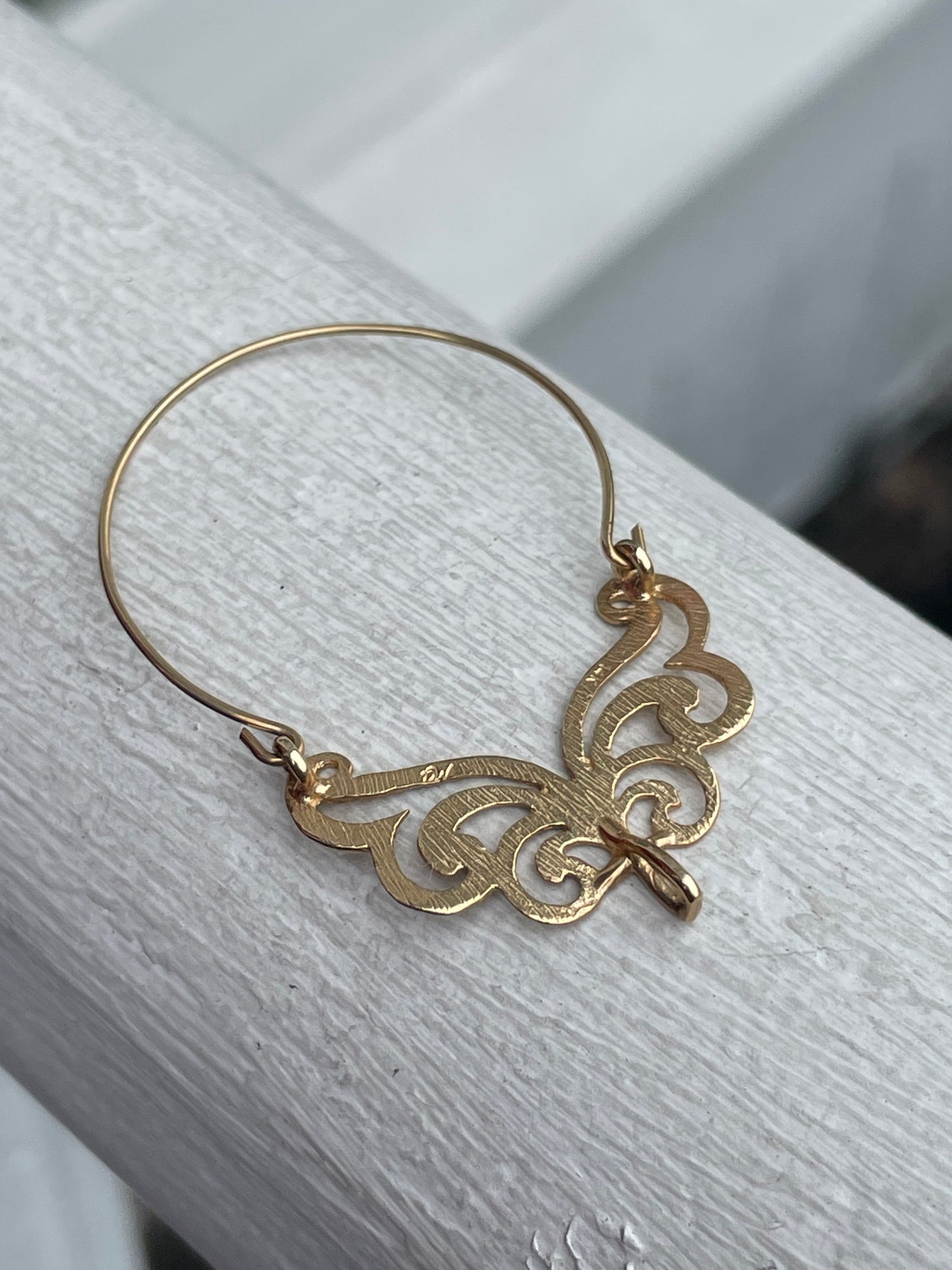 Vintage 14k Gold 1980s Butterfly Wing Charm Holder Pendant