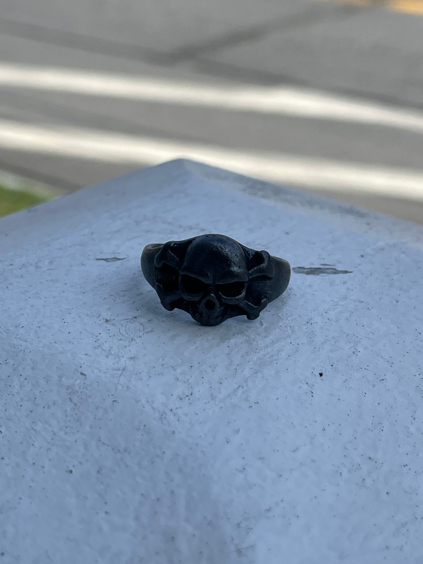 925 Oxidized Sterling Silver Skull Crossbones Ring Size 9