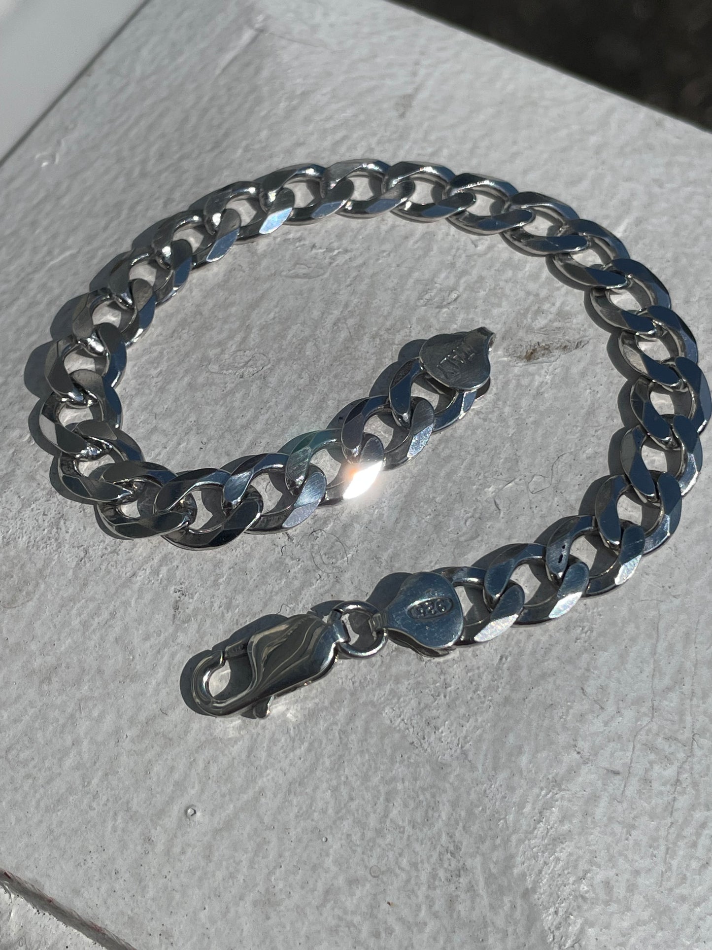 925 Sterling Silver Heavy Cuban Link Bracelet 8.75”