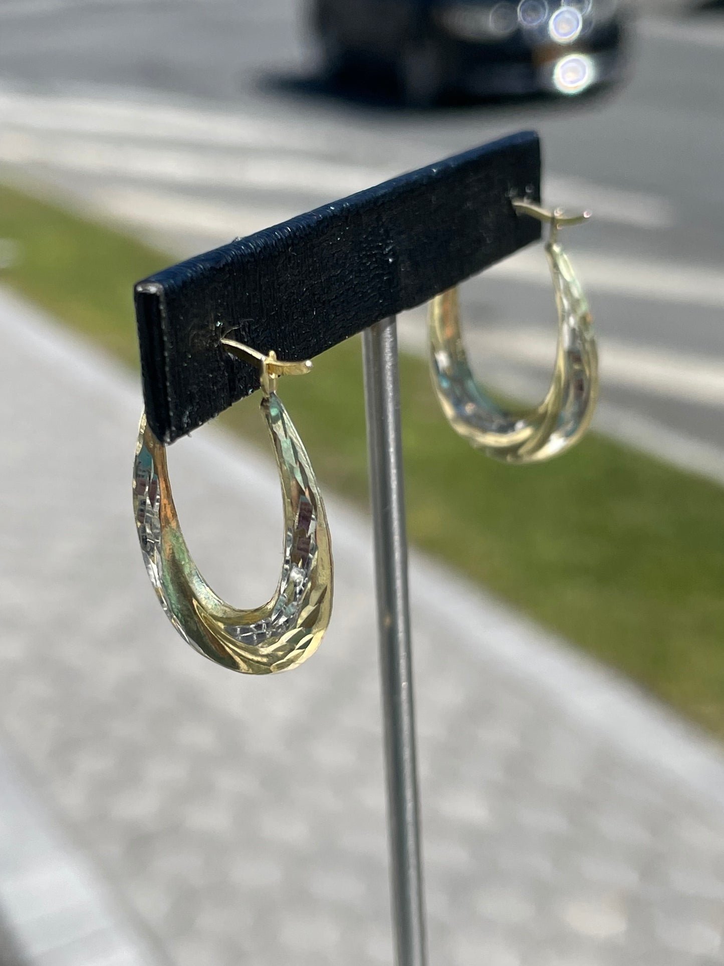 925 Sterling Silver Vermeil Oval Hoop Earrings