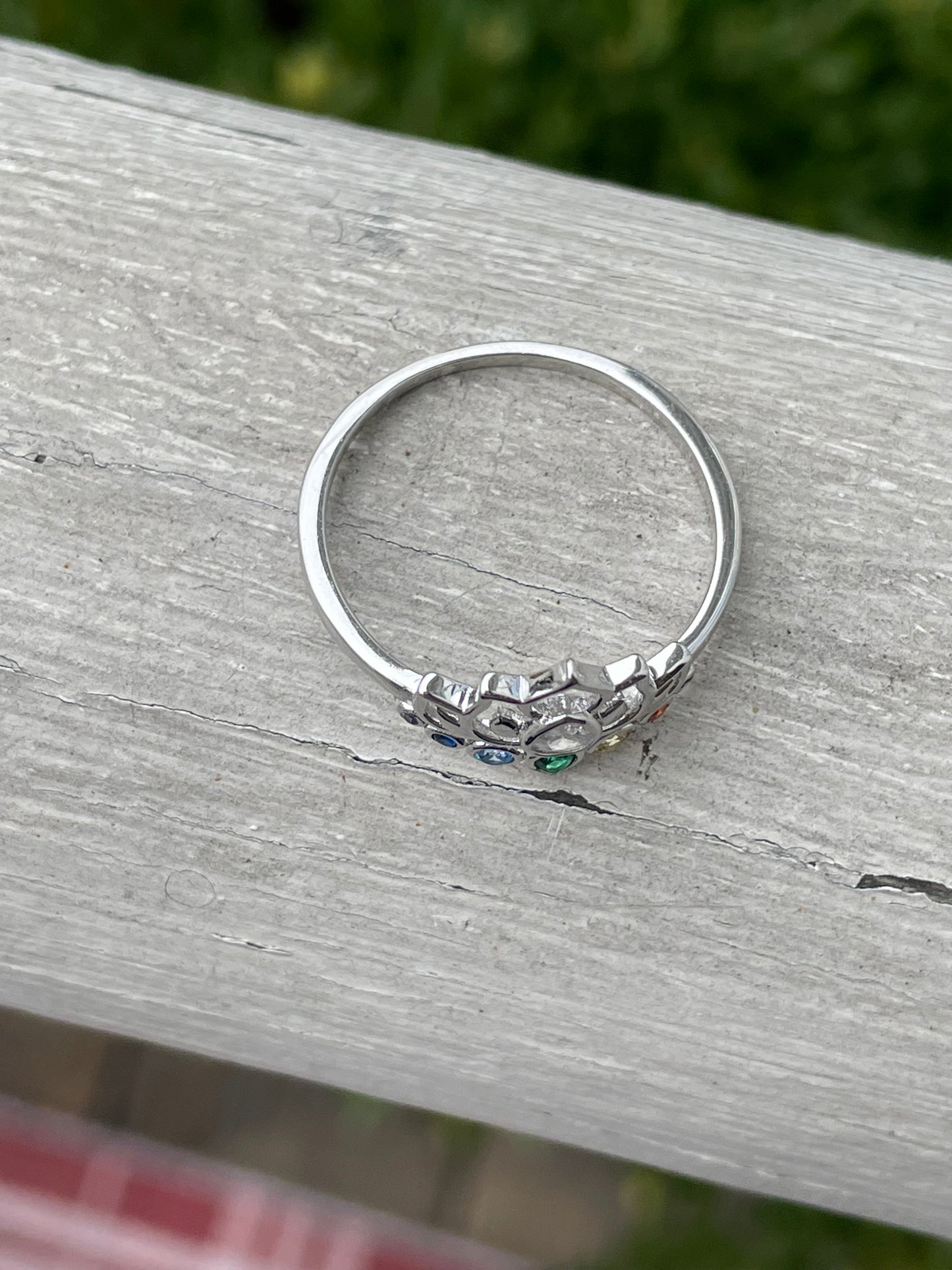 925 Sterling Silver Multi-stone Lotus Chakra Ring
