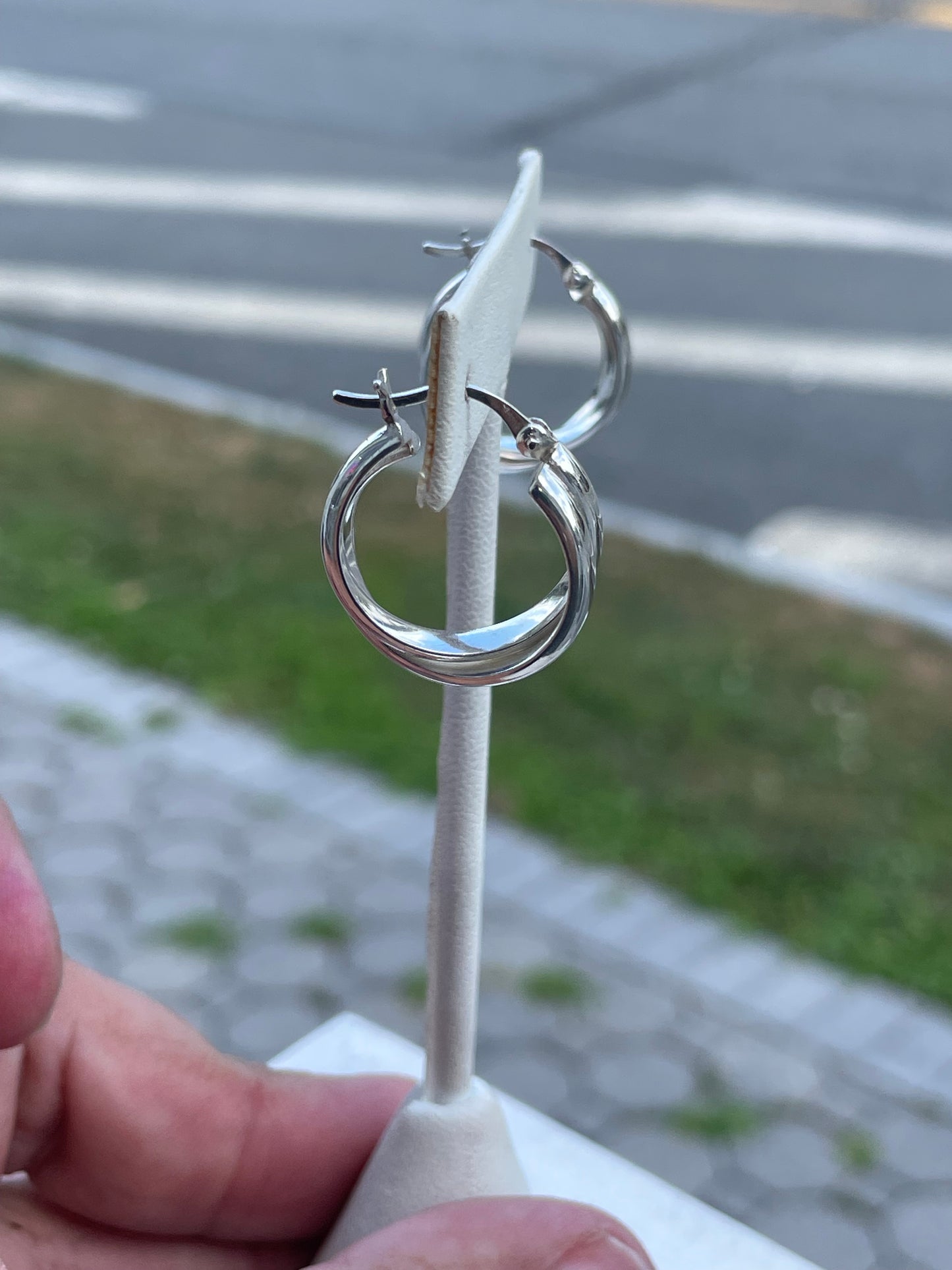 925 Sterling Silver Double Band 20mm Hoop Earrings