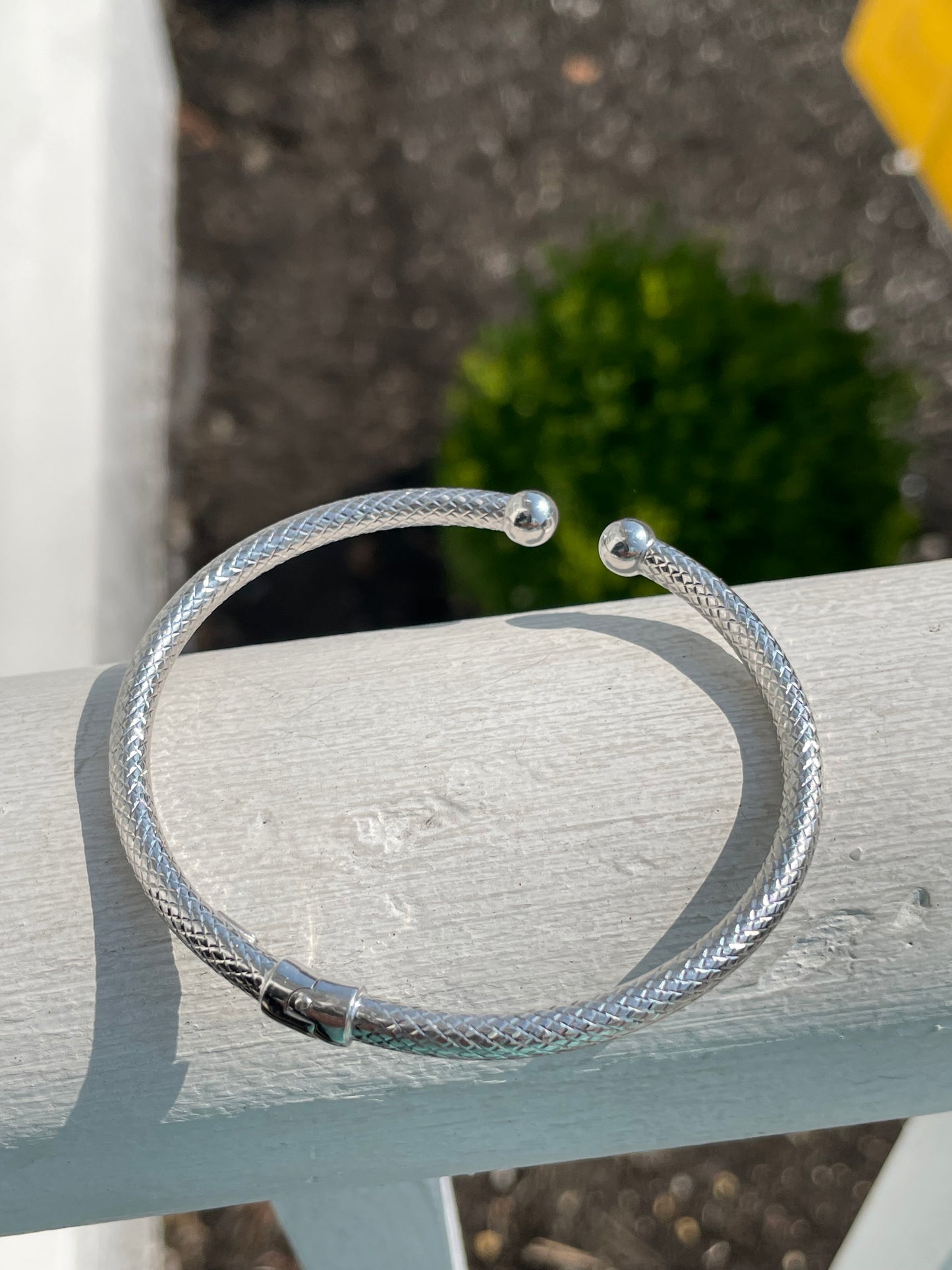 925 Sterling Silver Designer JCM Jacmel Mauritius High Polish Diamond Cut Flex Cuff Bracelet
