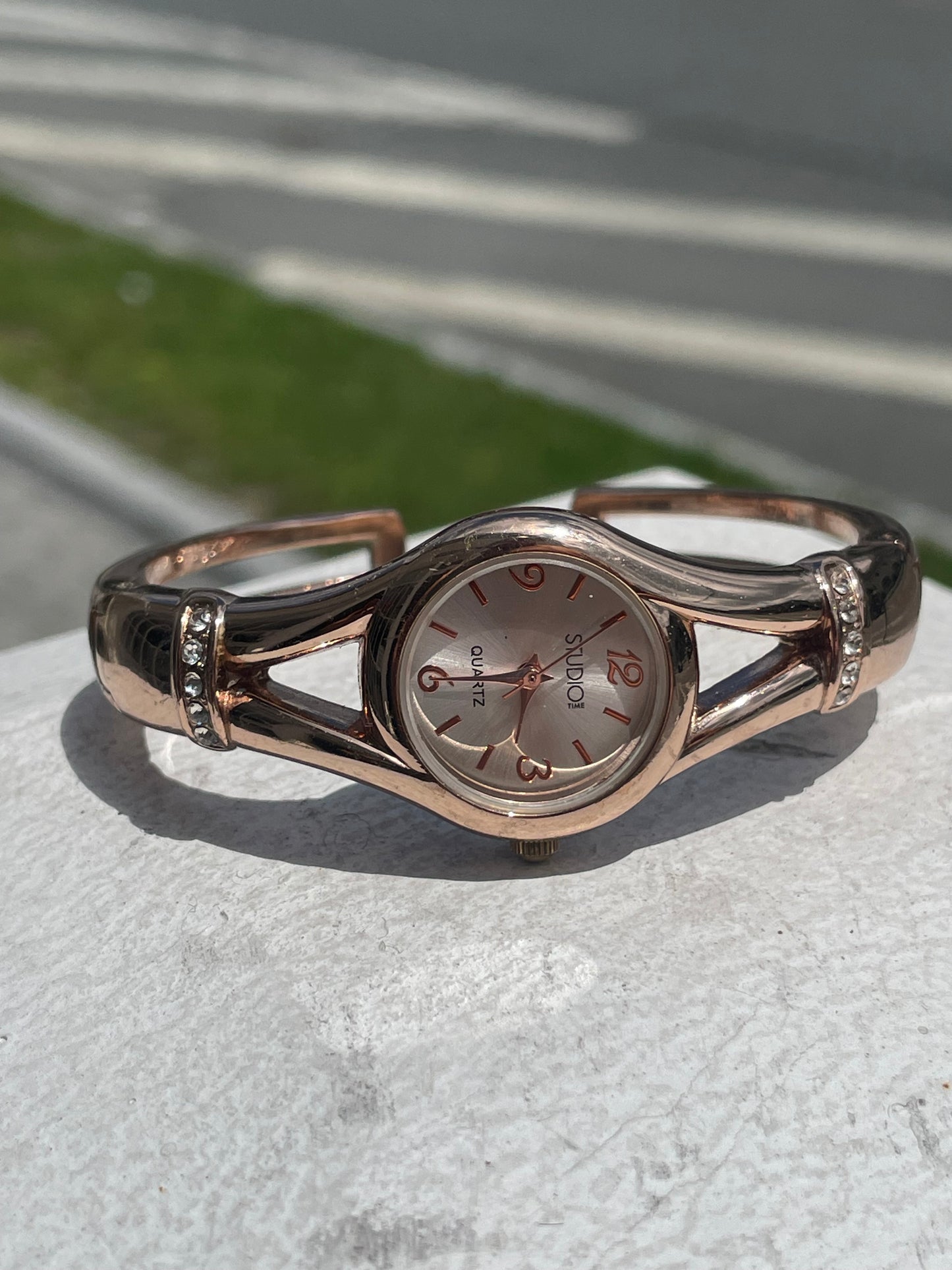 Studio Time Rose Goldtone Cuff Quartz Watch