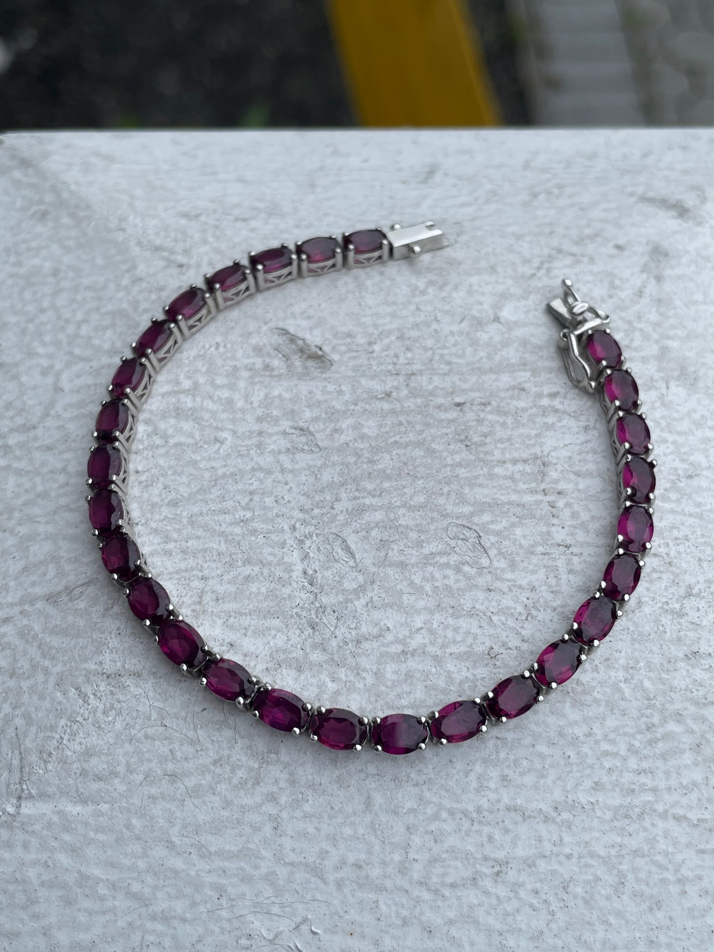 925 Sterling Silver Rhodolite Garnet Tennis Bracelet