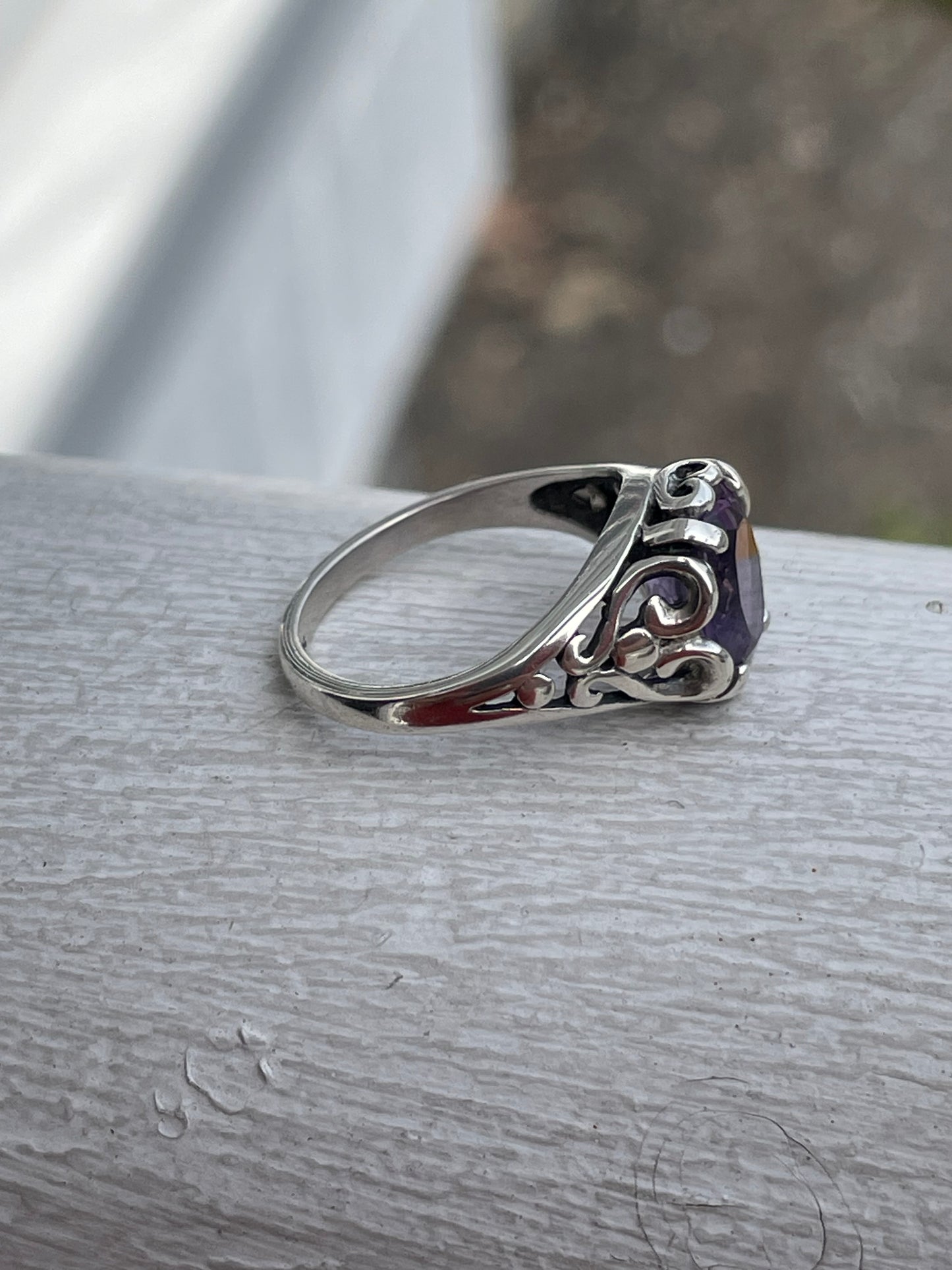 Designer Kabana 925 Sterling Silver Amethyst Ring Size 7